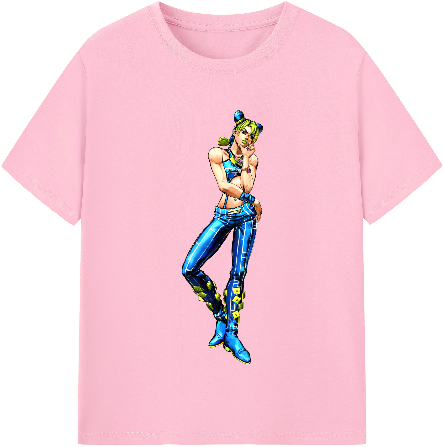 （画像用） "ジョジョの奇妙な冒険 くうじょう ジョリーン JoJo's Bizarre Adventure Jolyne Cujoh " 綿100％半袖Tシャツ（フロントプリント）