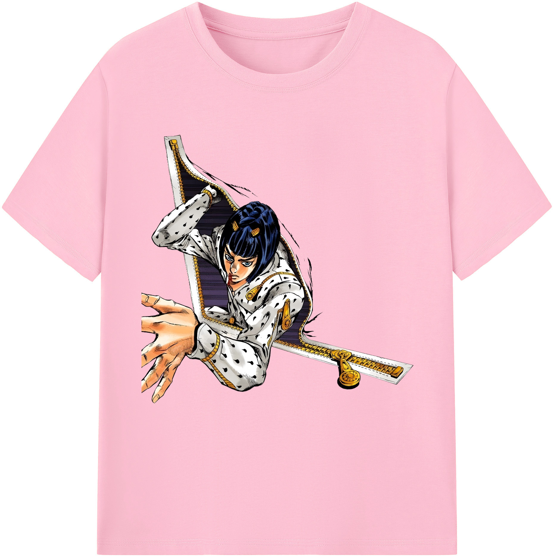 （画像用） ジョジョの奇妙な冒険 ブローノ?ブチャラティ JoJo's Bizarre Adventure Bruno Bucciarati 綿100％半袖Tシャツ（フロントプリント）