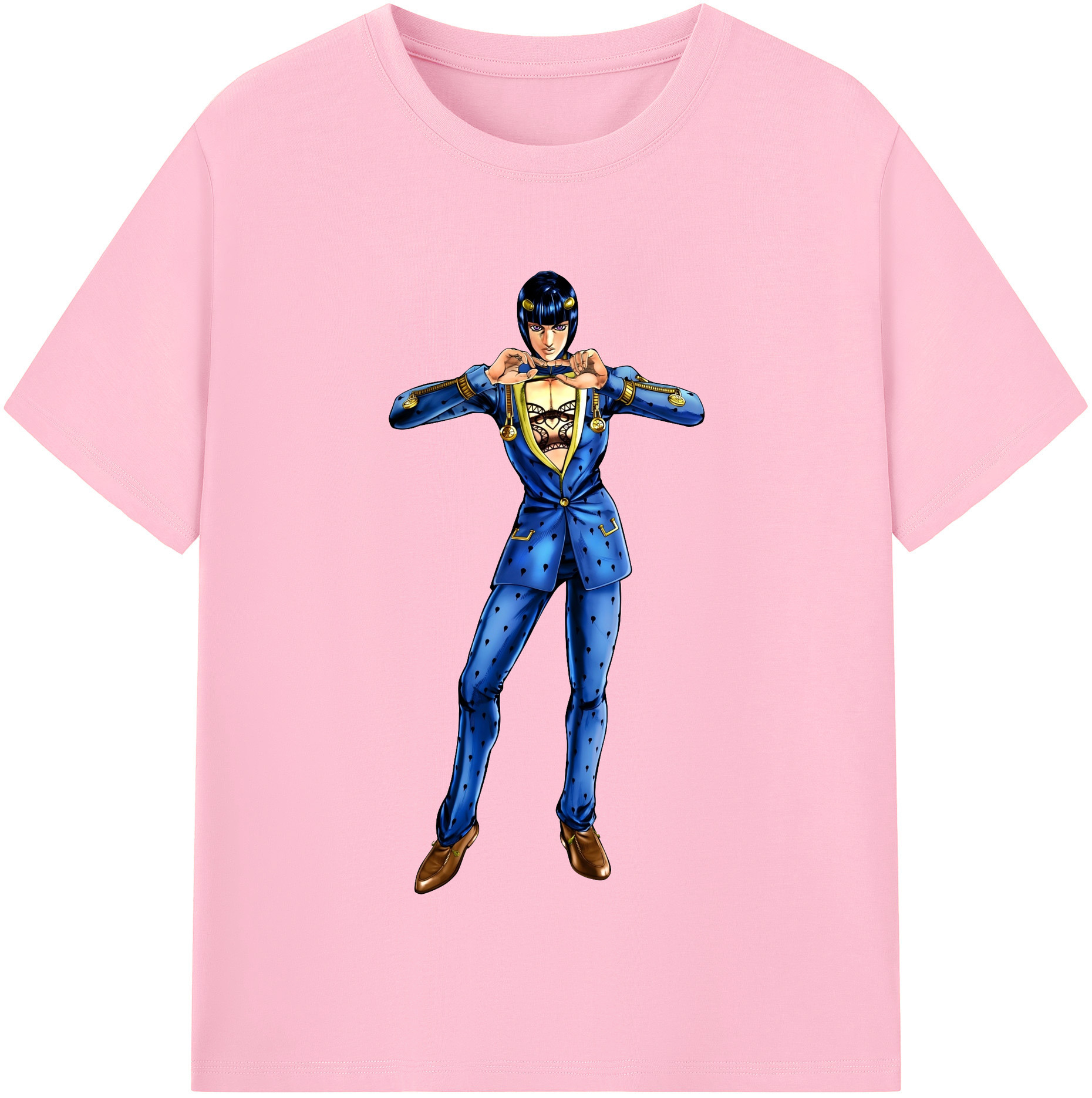 （画像用） ジョジョの奇妙な冒険 ブローノ?ブチャラティ JoJo's Bizarre Adventure Bruno Bucciarati 綿100％半袖Tシャツ（フロントプリント）