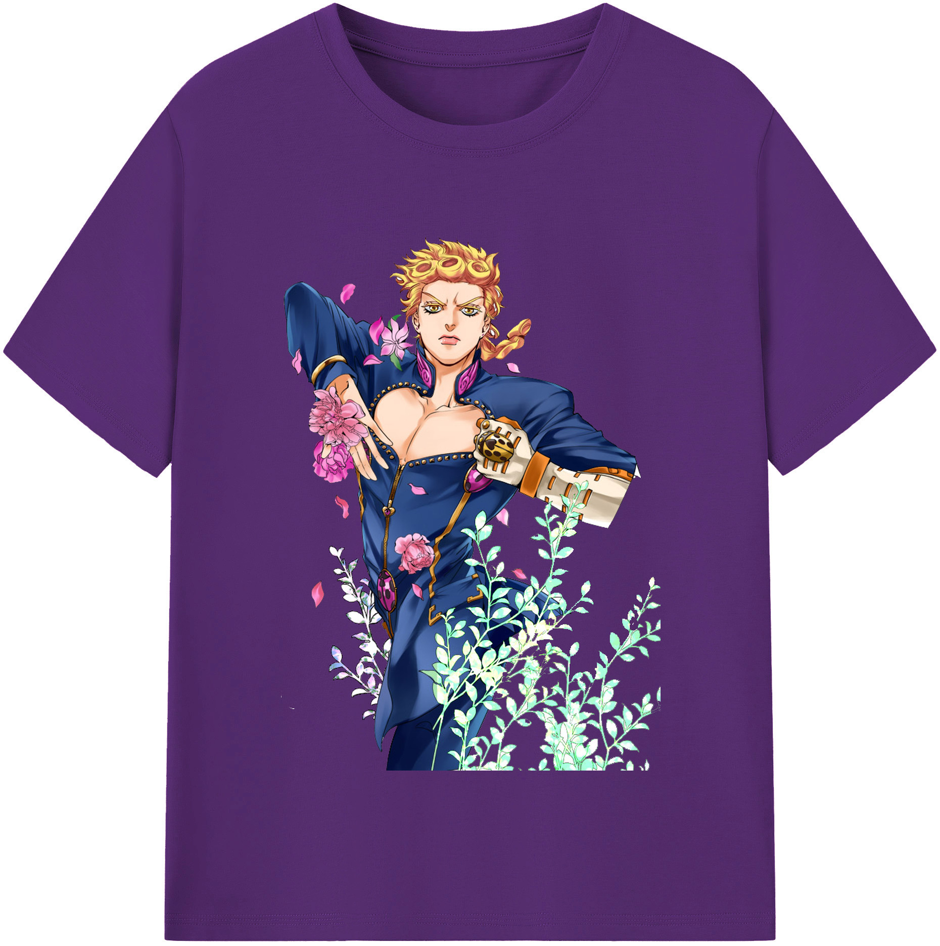 （画像用） ジョジョの奇妙な冒険 ジョルノ?ジョバァーナ JoJo's Bizarre Adventure Giorno Giovanna 綿100％半袖Tシャツ（フロントプリント）
