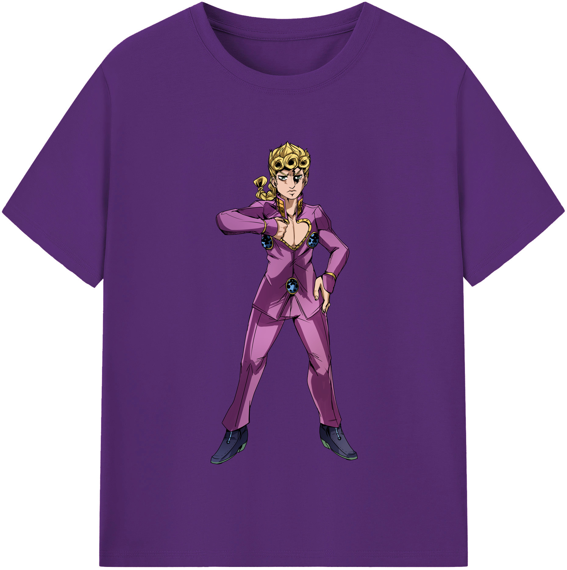 （画像用） ジョジョの奇妙な冒険 ジョルノ?ジョバァーナ JoJo's Bizarre Adventure Giorno Giovanna 綿100％半袖Tシャツ（フロントプリント）