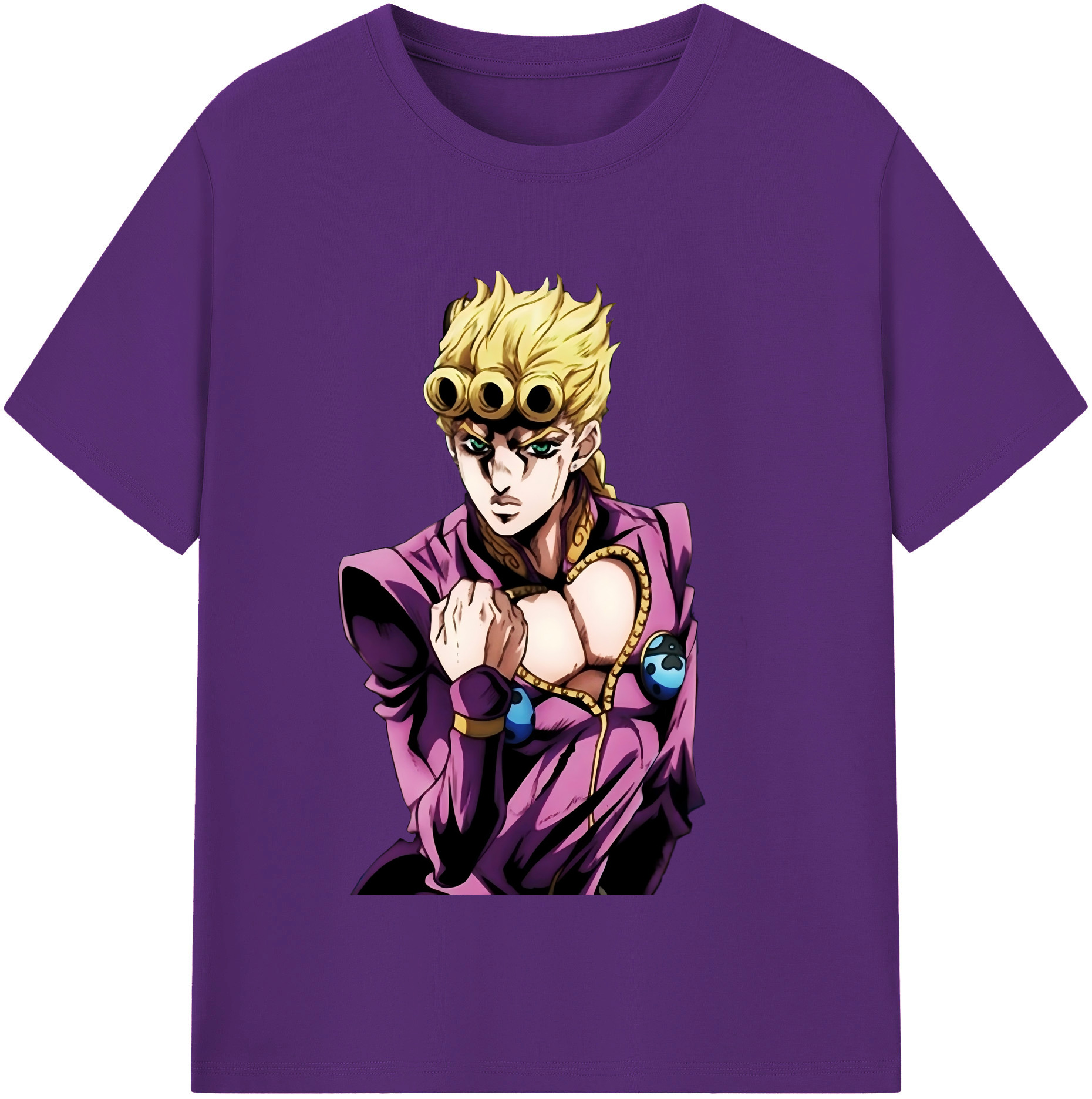 （画像用） ジョジョの奇妙な冒険 ジョルノ?ジョバァーナ JoJo's Bizarre Adventure Giorno Giovanna 綿100％半袖Tシャツ（フロントプリント）