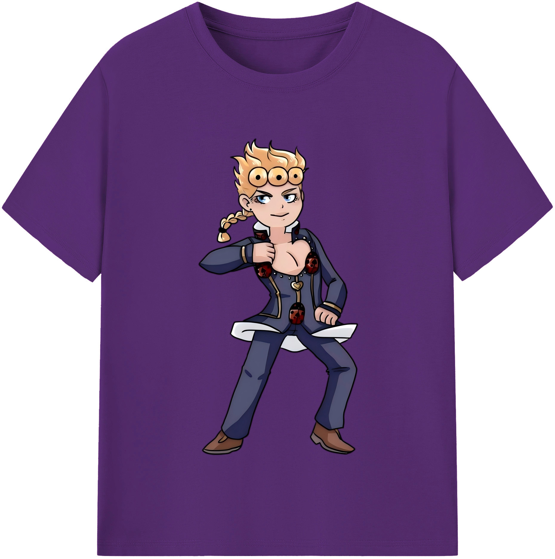 （画像用） ジョジョの奇妙な冒険 ジョルノ?ジョバァーナ JoJo's Bizarre Adventure Giorno Giovanna 綿100％半袖Tシャツ（フロントプリント）