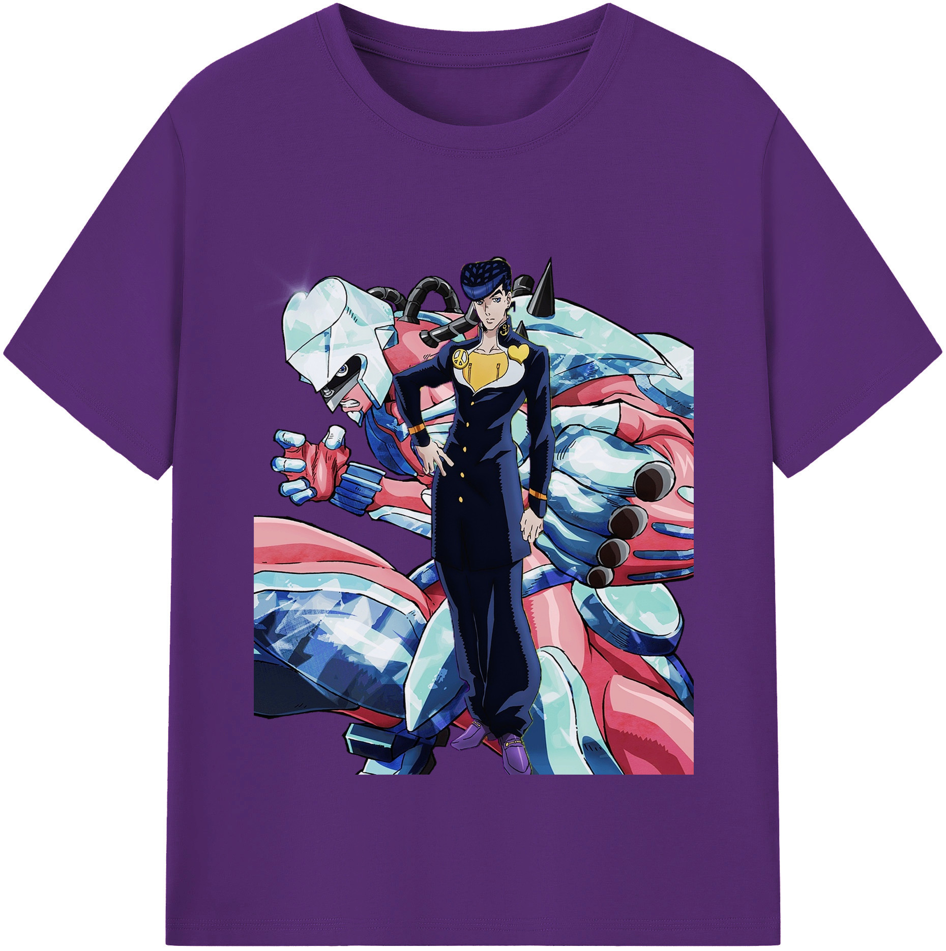 （画像用） ジョジョの奇妙な冒険 ひがしかた じょうすけ JoJo's Bizarre Adventure Higashikata Josuke 綿100％半袖Tシャツ（フロントプリント）