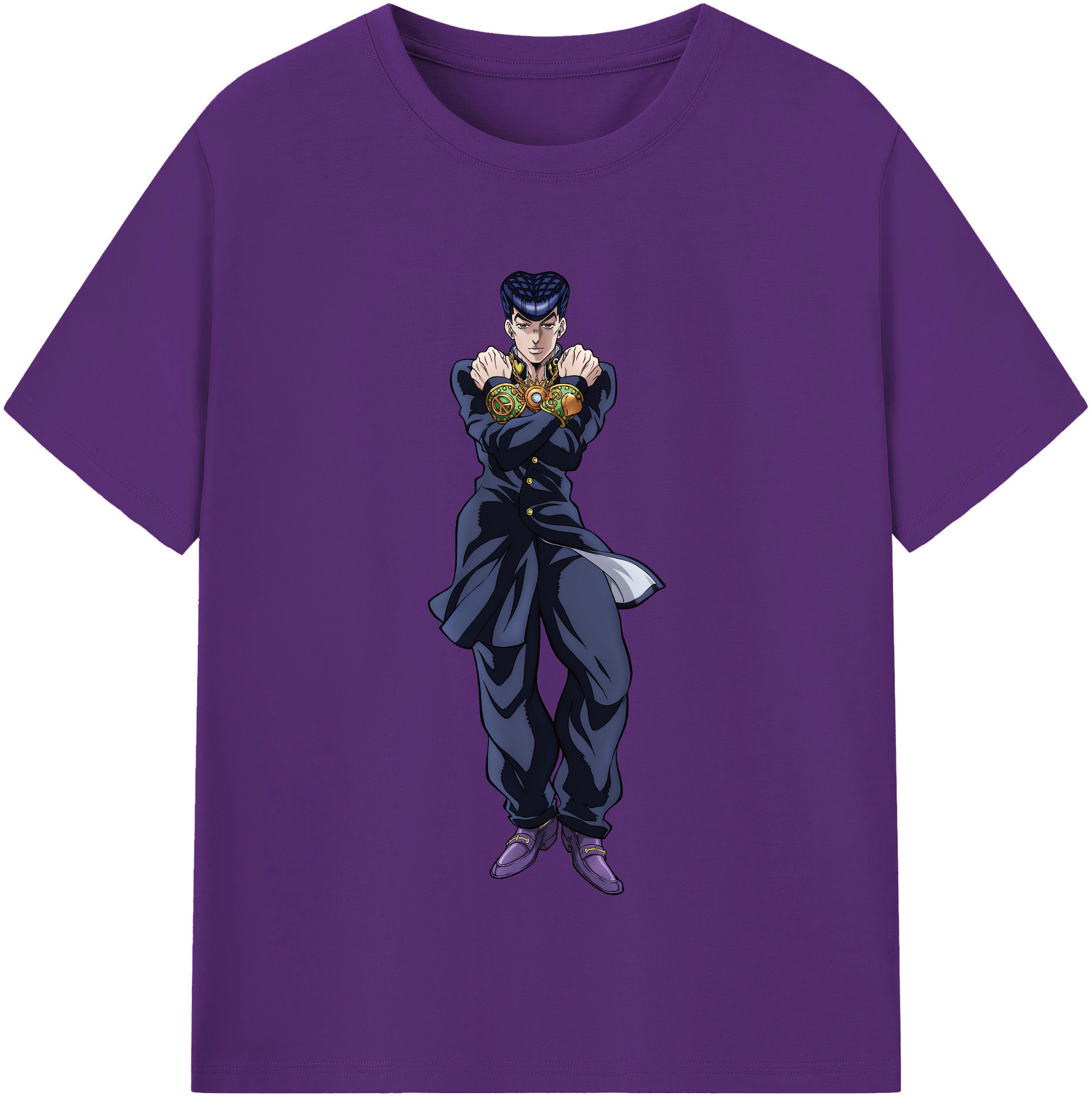 （画像用） ジョジョの奇妙な冒険 ひがしかた じょうすけ JoJo's Bizarre Adventure Higashikata Josuke 綿100％半袖Tシャツ（フロントプリント）
