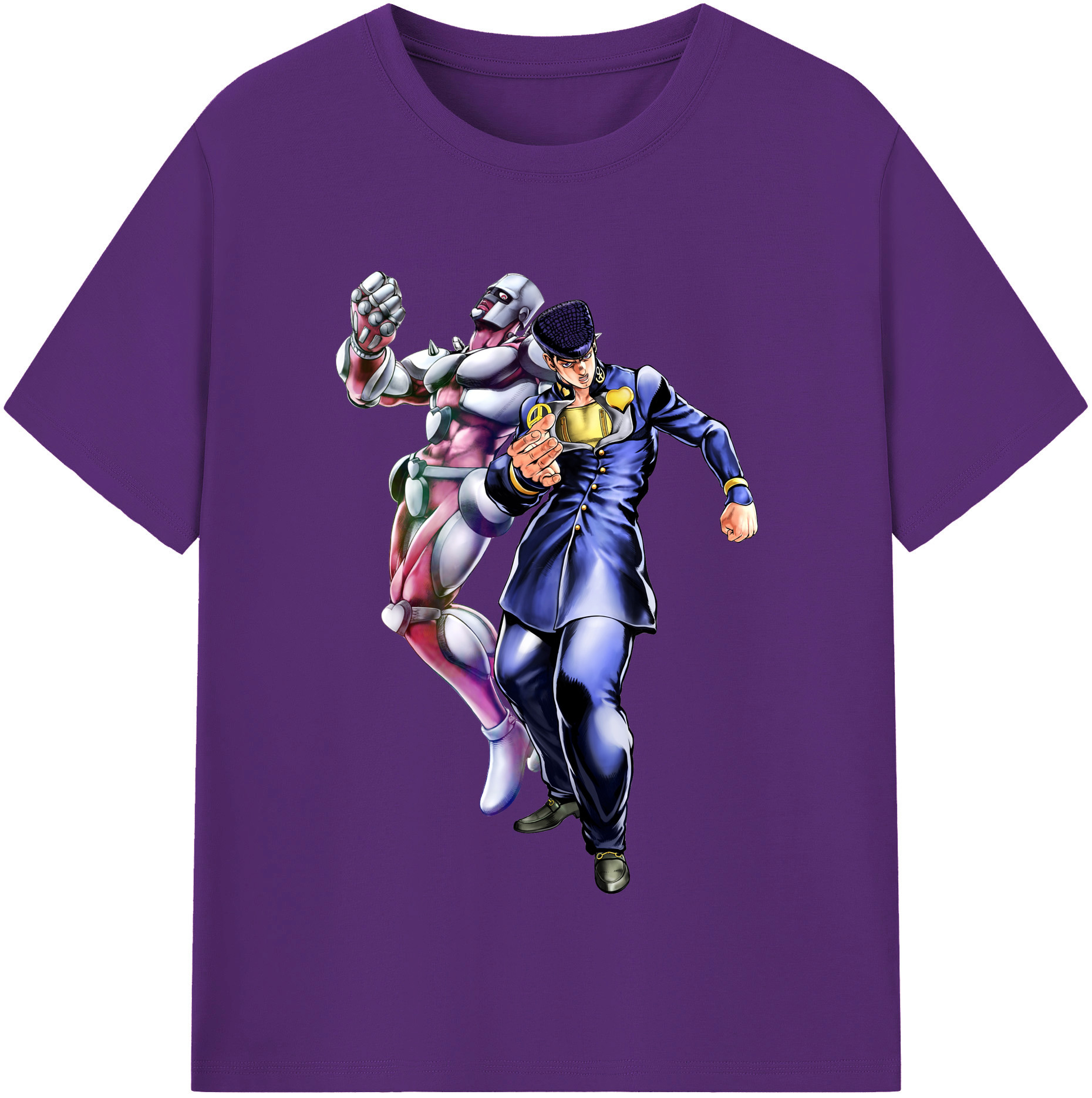 （画像用） ジョジョの奇妙な冒険 ひがしかた じょうすけ JoJo's Bizarre Adventure Higashikata Josuke 綿100％半袖Tシャツ（フロントプリント）