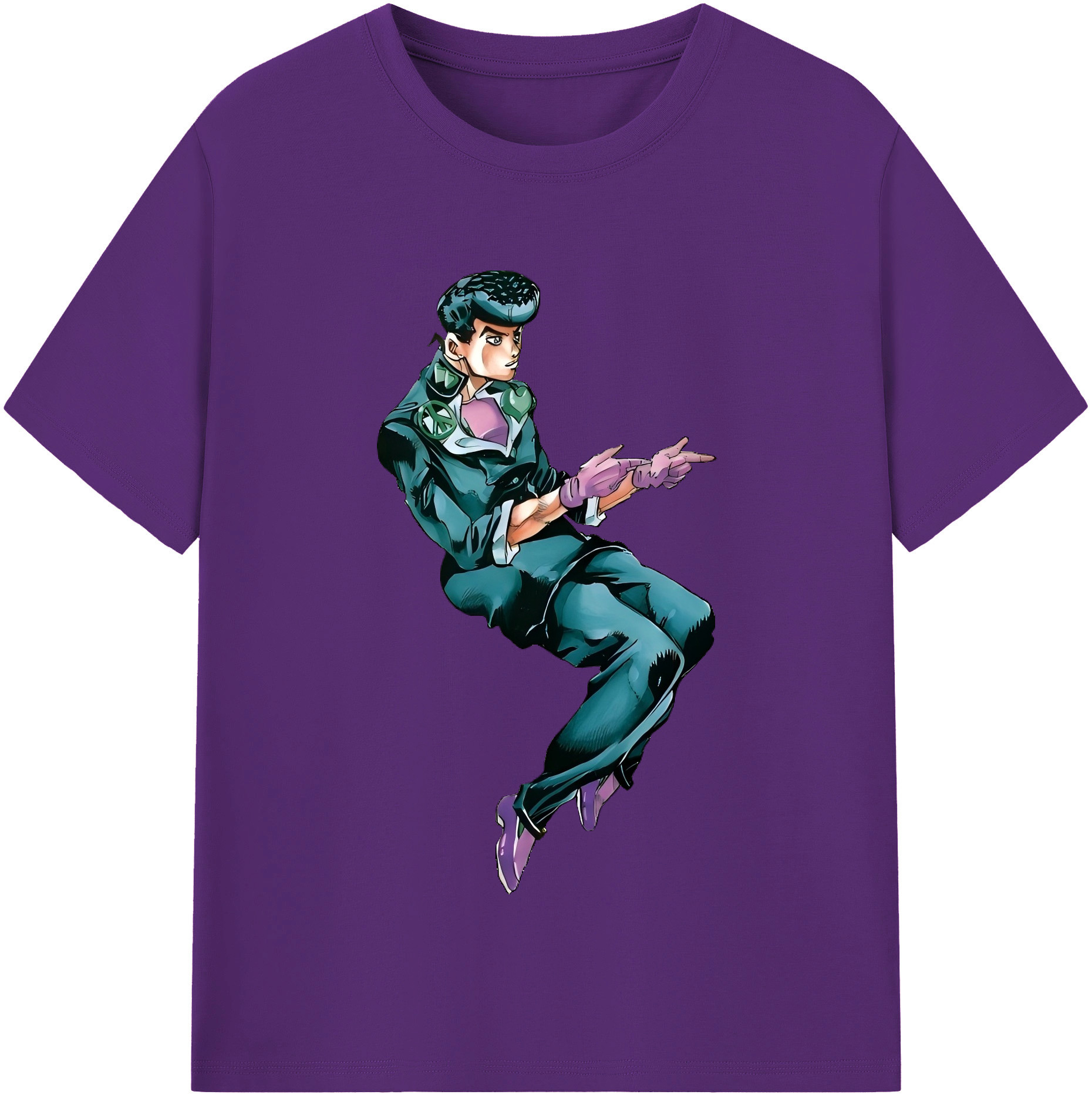 （画像用） ジョジョの奇妙な冒険 ひがしかた じょうすけ JoJo's Bizarre Adventure Higashikata Josuke 綿100％半袖Tシャツ（フロントプリント）
