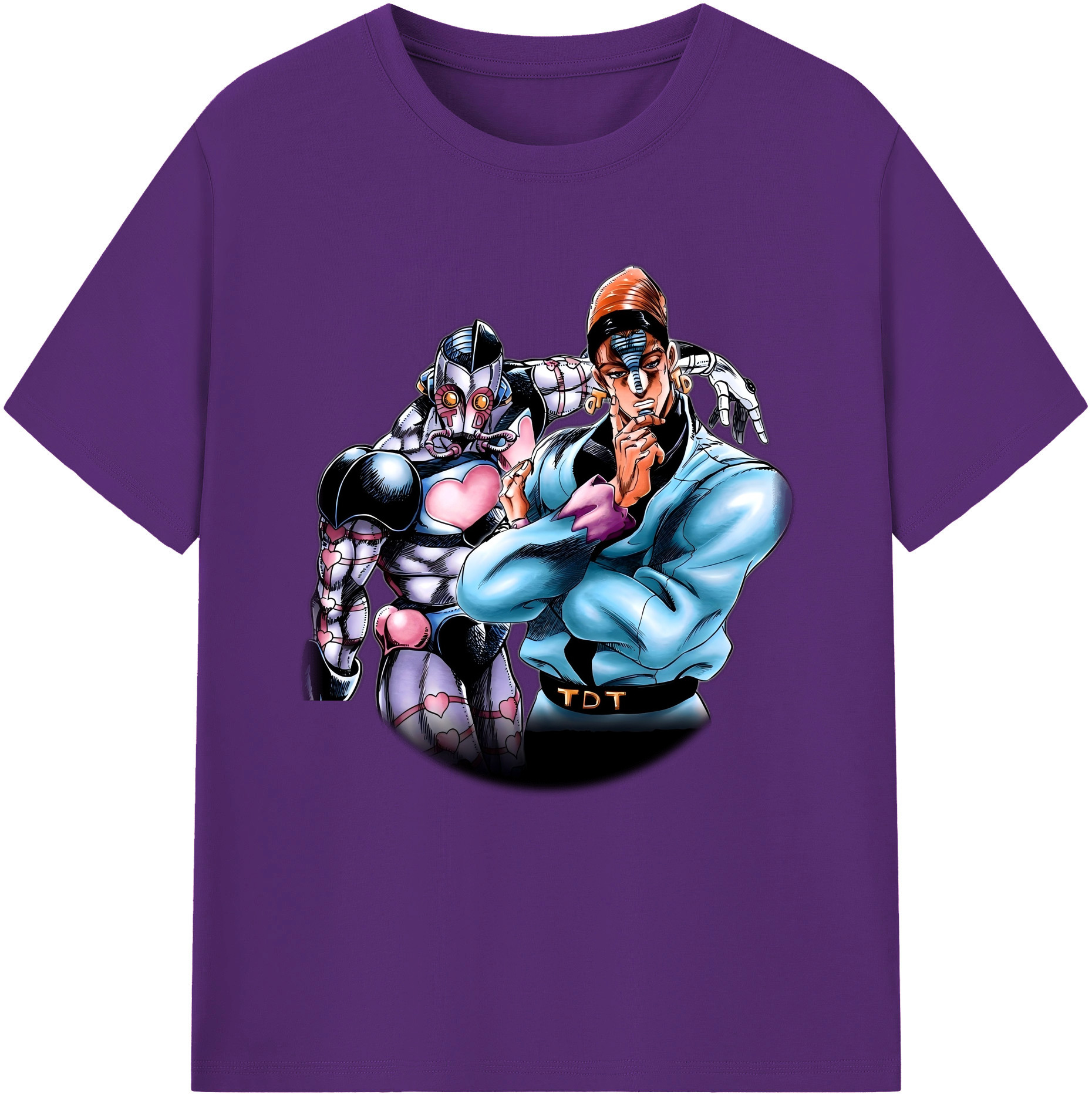（画像用） ジョジョの奇妙な冒険 ひがしかた じょうすけ JoJo's Bizarre Adventure Higashikata Josuke 綿100％半袖Tシャツ（フロントプリント）