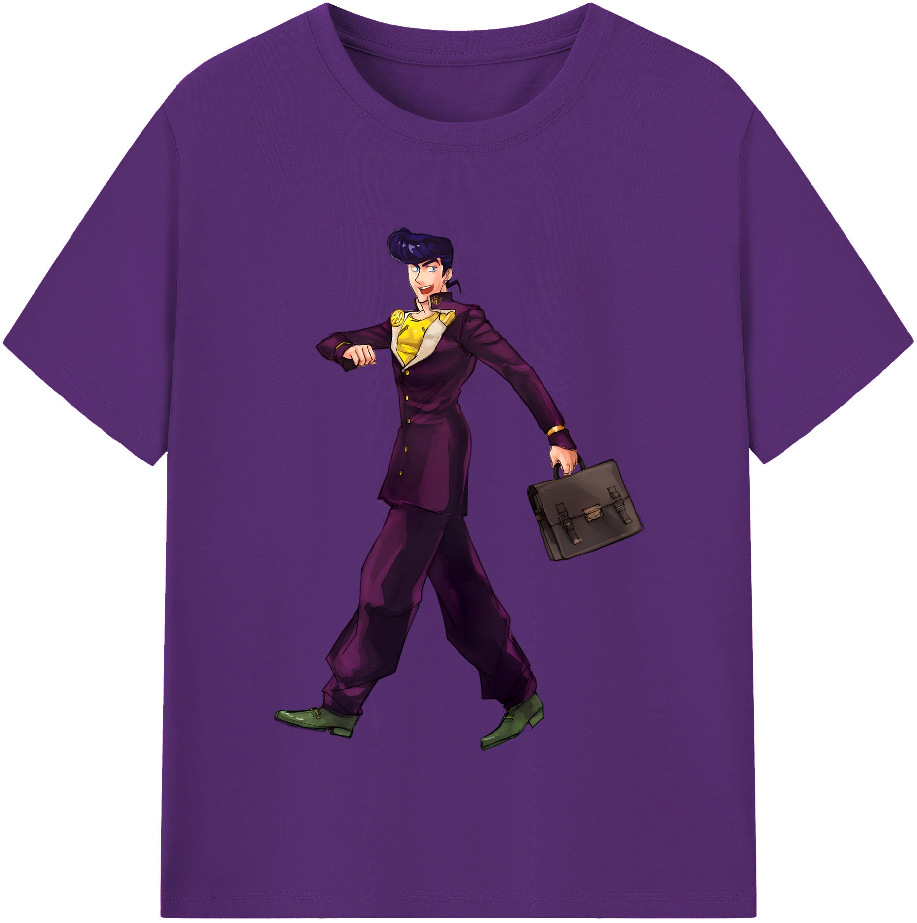 （画像用） ジョジョの奇妙な冒険 ひがしかた じょうすけ JoJo's Bizarre Adventure Higashikata Josuke 綿100％半袖Tシャツ（フロントプリント）