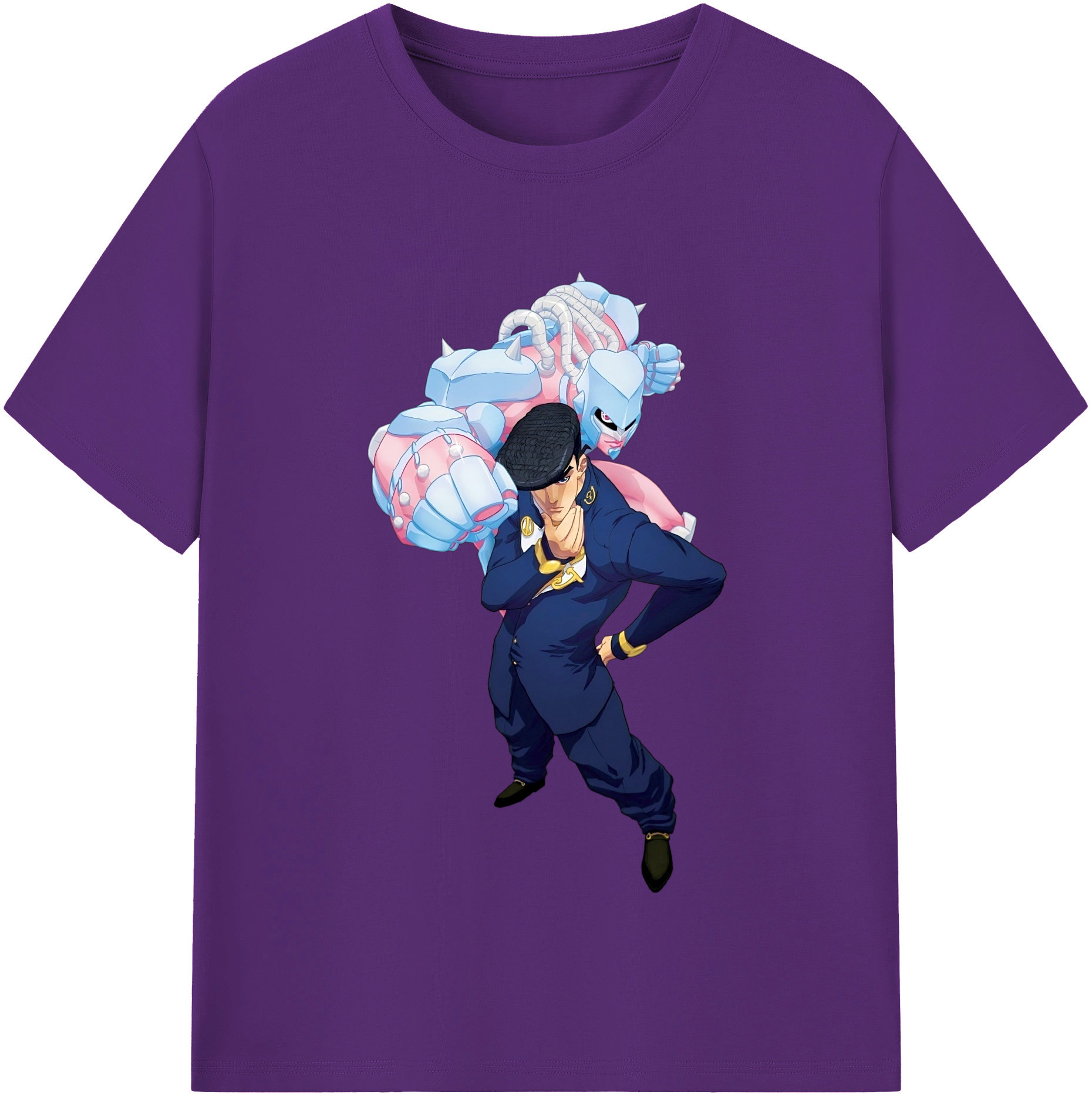 （画像用） ジョジョの奇妙な冒険 ひがしかた じょうすけ JoJo's Bizarre Adventure Higashikata Josuke 綿100％半袖Tシャツ（フロントプリント）