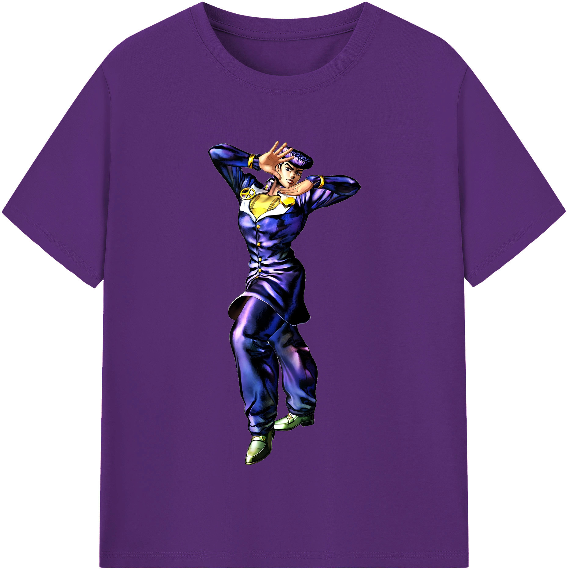 （画像用） ジョジョの奇妙な冒険 ひがしかた じょうすけ JoJo's Bizarre Adventure Higashikata Josuke 綿100％半袖Tシャツ（フロントプリント）