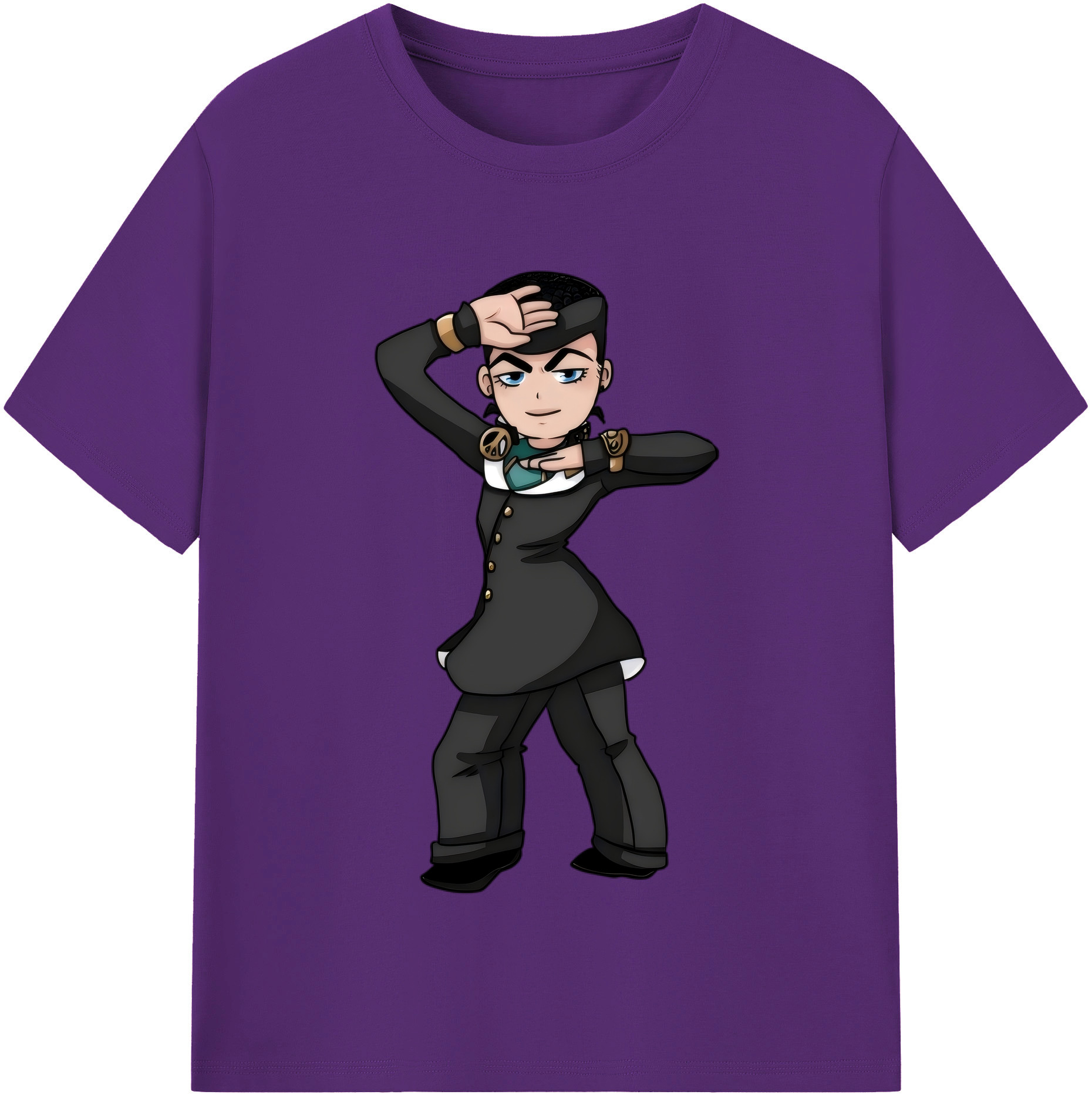 （画像用） ジョジョの奇妙な冒険 ひがしかた じょうすけ JoJo's Bizarre Adventure Higashikata Josuke 綿100％半袖Tシャツ（フロントプリント）