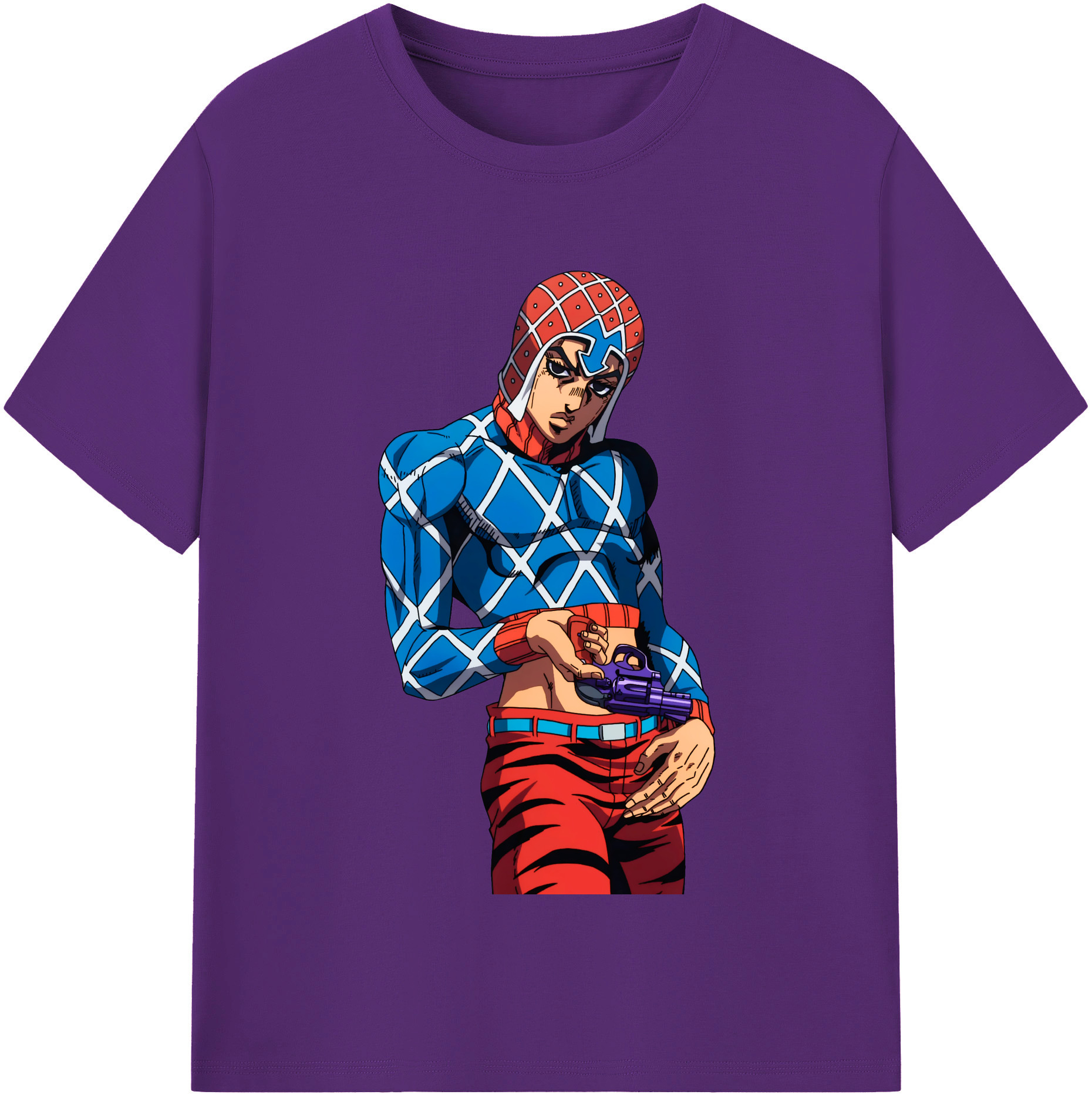 （画像用） ジョジョの奇妙な冒険 グイード?ミスタ JoJo's Bizarre Adventure Guido Mista 綿100％半袖Tシャツ（フロントプリント）