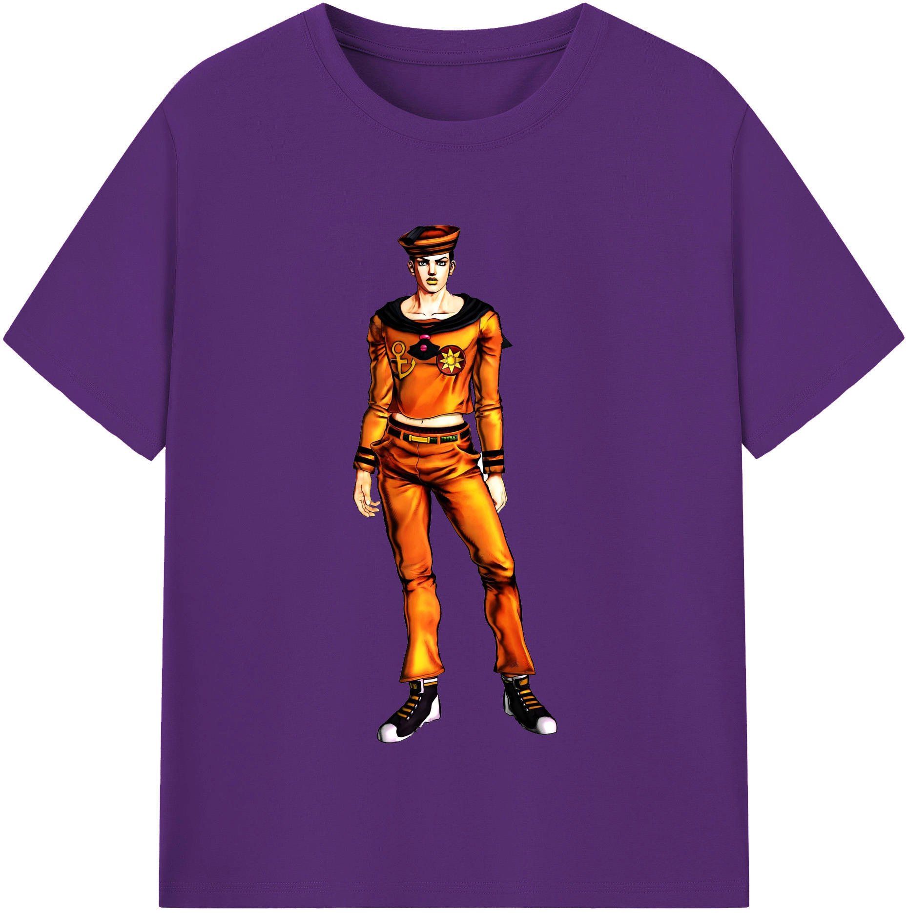 （画像用） ジョジョの奇妙な冒険 東方定助 JoJo's Bizarre Adventure Higashikata Josuke 綿100％半袖Tシャツ（フロントプリント）