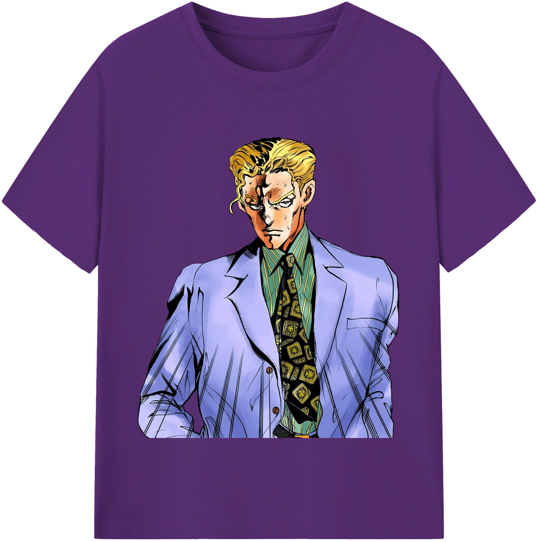 （画像用） ジョジョの奇妙な冒険 きら よしかげ JoJo's Bizarre Adventure Kira Yoshikage 綿100％半袖Tシャツ（フロントプリント）