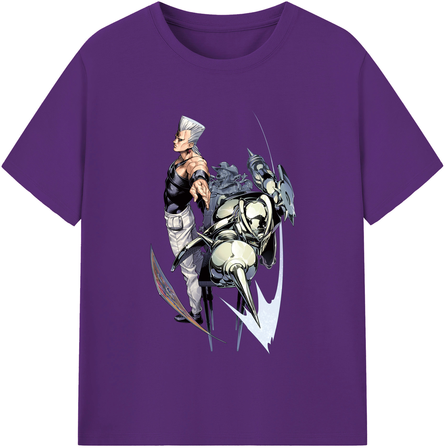 （画像用） ジョジョの奇妙な冒険 ジャン＝ピエール?ポルナレフ JoJo's Bizarre Adventure Jan Pierre Polnareff 綿100％半袖Tシャツ（フロントプリント）