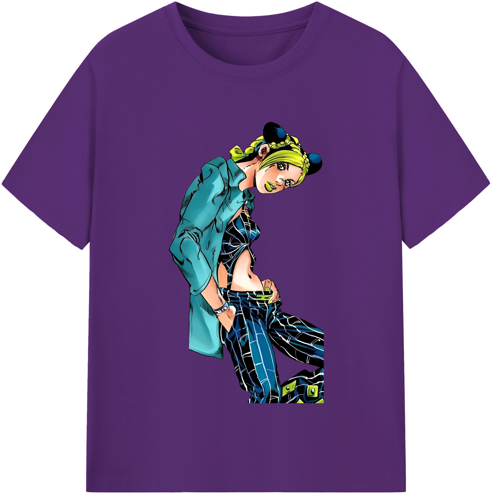 （画像用） "ジョジョの奇妙な冒険 くうじょう ジョリーン JoJo's Bizarre Adventure Jolyne Cujoh " 綿100％半袖Tシャツ（フロントプリント）