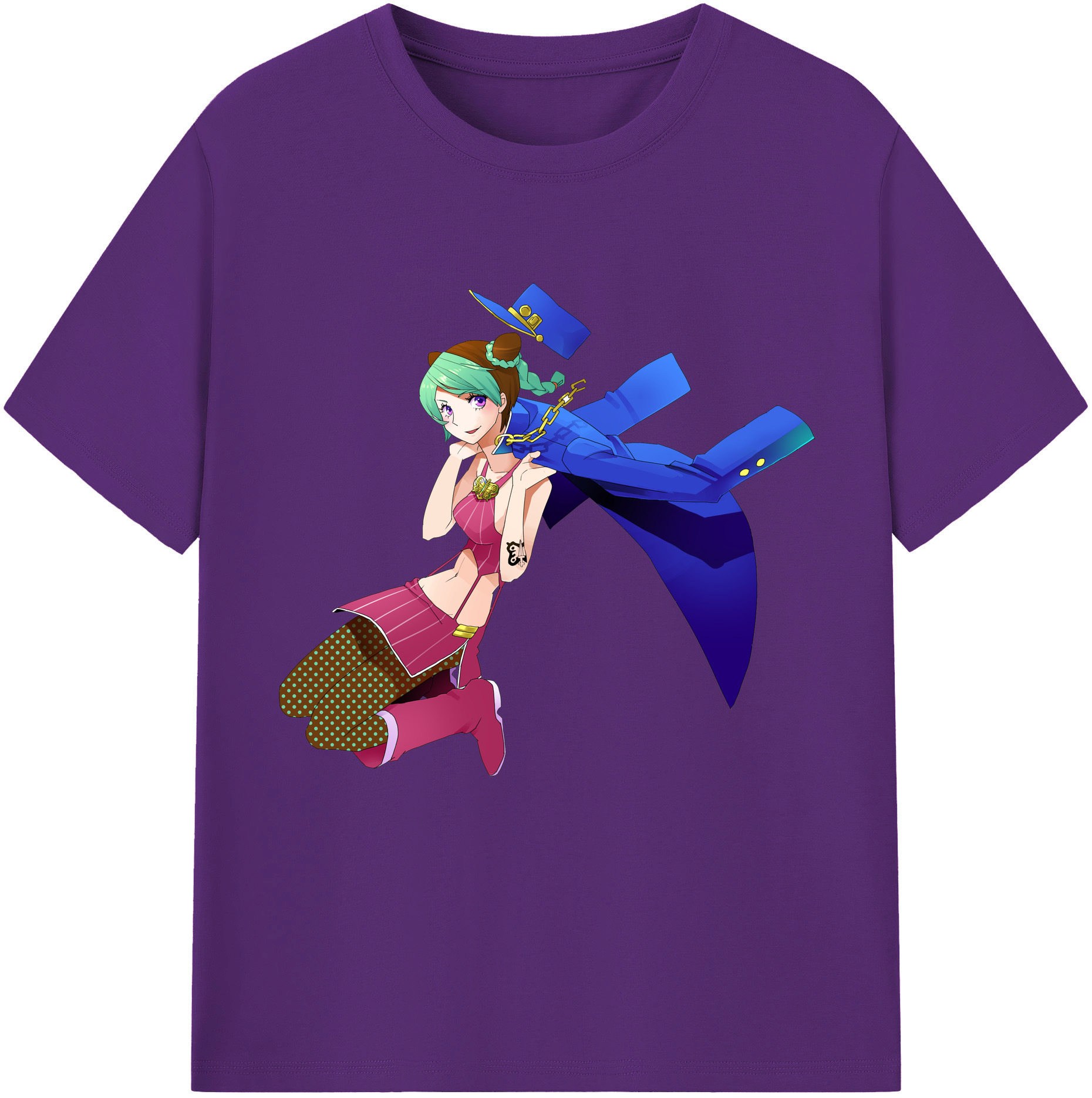 （画像用） "ジョジョの奇妙な冒険 くうじょう ジョリーン JoJo's Bizarre Adventure Jolyne Cujoh " 綿100％半袖Tシャツ（フロントプリント）