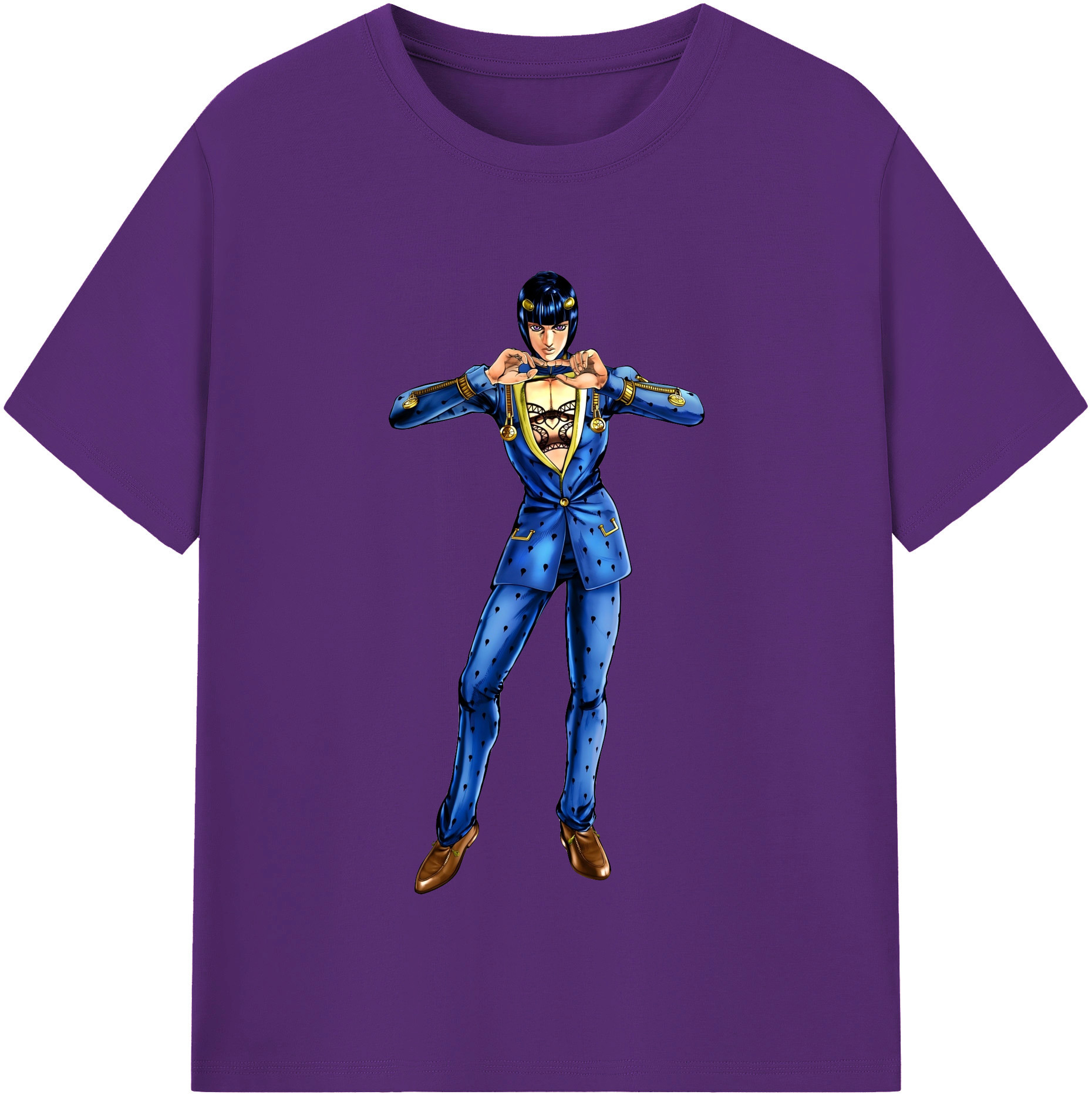 （画像用） ジョジョの奇妙な冒険 ブローノ?ブチャラティ JoJo's Bizarre Adventure Bruno Bucciarati 綿100％半袖Tシャツ（フロントプリント）