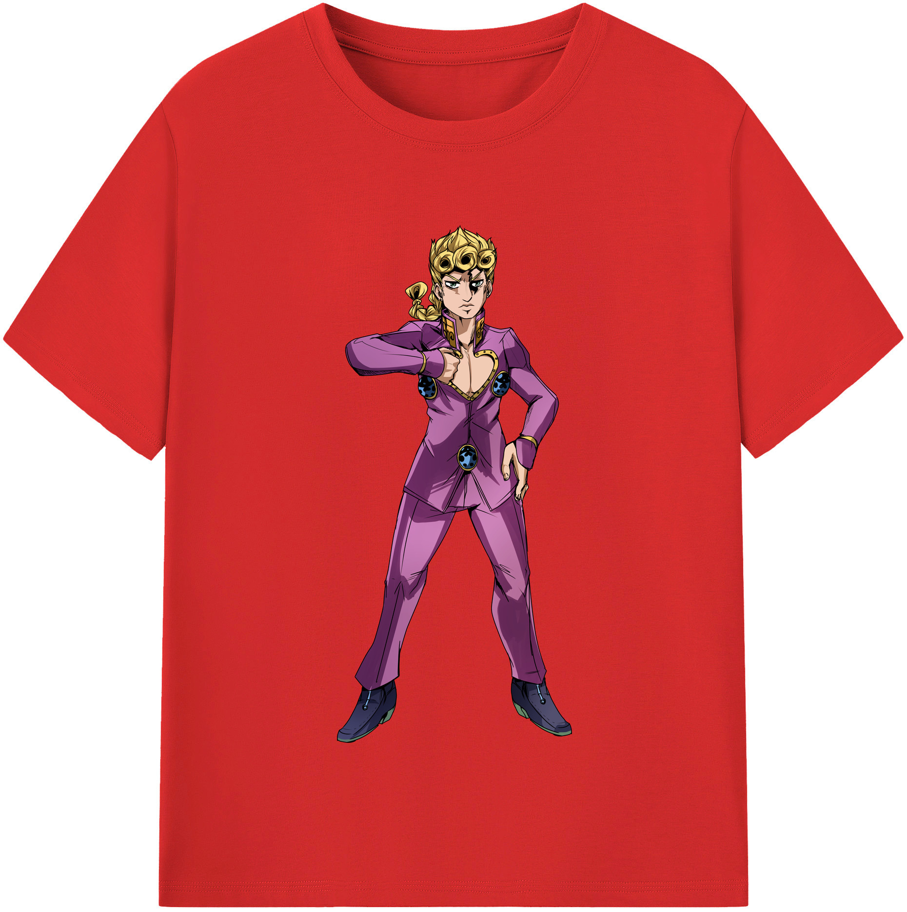 （画像用） ジョジョの奇妙な冒険 ジョルノ?ジョバァーナ JoJo's Bizarre Adventure Giorno Giovanna 綿100％半袖Tシャツ（フロントプリント）