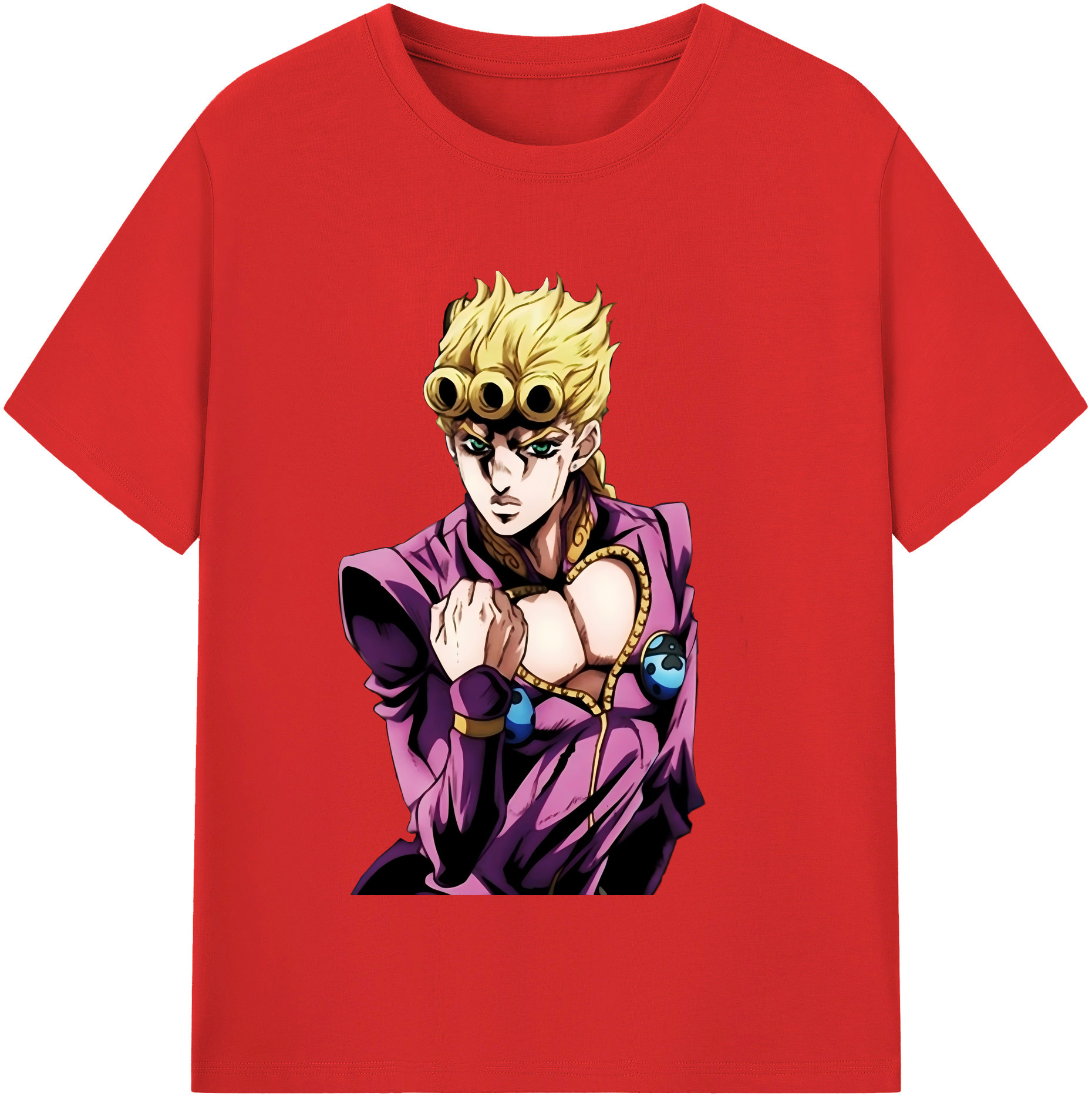 （画像用） ジョジョの奇妙な冒険 ジョルノ?ジョバァーナ JoJo's Bizarre Adventure Giorno Giovanna 綿100％半袖Tシャツ（フロントプリント）