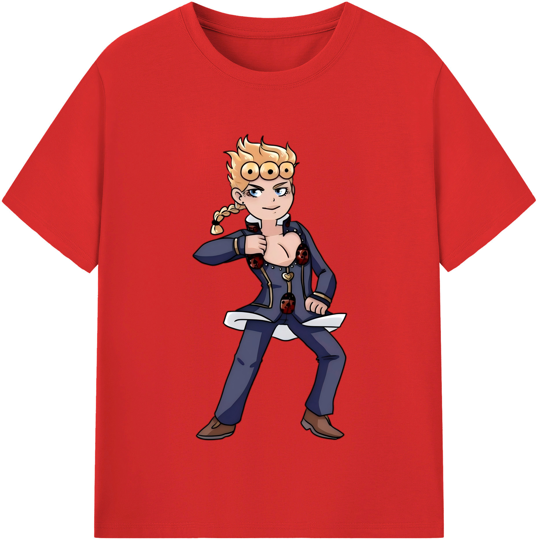 （画像用） ジョジョの奇妙な冒険 ジョルノ?ジョバァーナ JoJo's Bizarre Adventure Giorno Giovanna 綿100％半袖Tシャツ（フロントプリント）