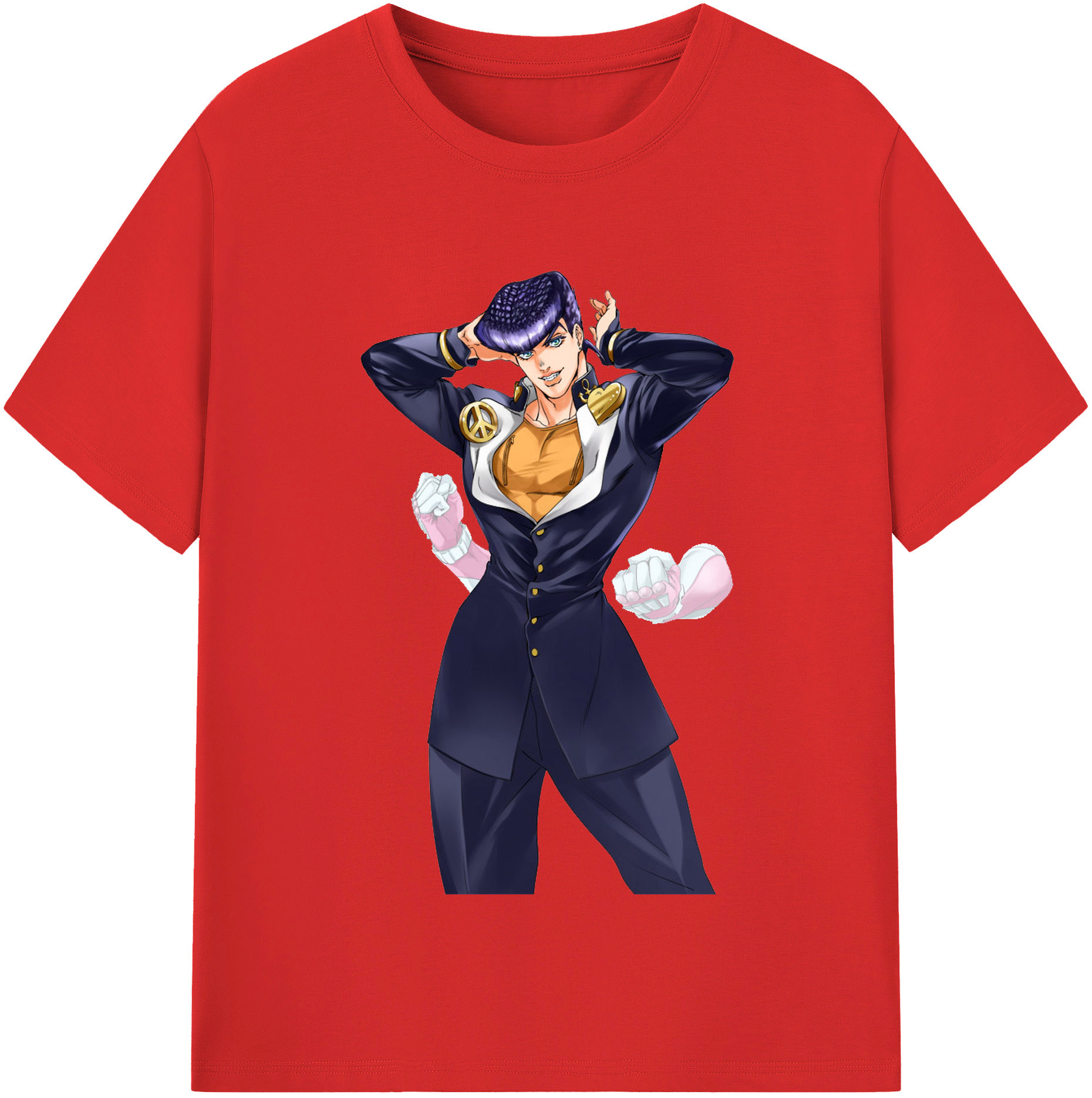 （画像用） ジョジョの奇妙な冒険 ひがしかた じょうすけ JoJo's Bizarre Adventure Higashikata Josuke 綿100％半袖Tシャツ（フロントプリント）