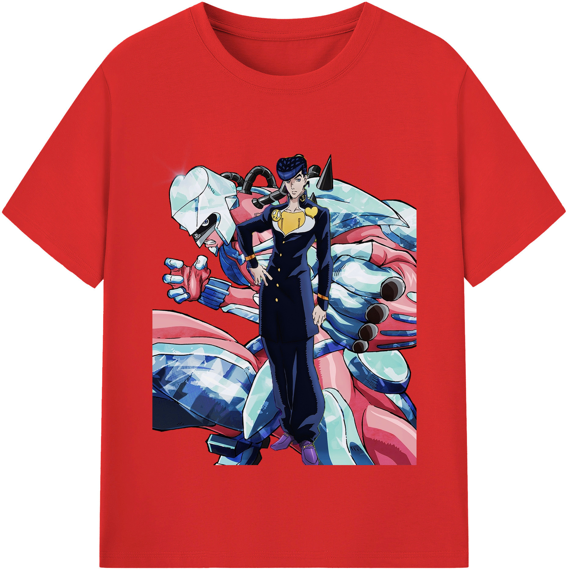 （画像用） ジョジョの奇妙な冒険 ひがしかた じょうすけ JoJo's Bizarre Adventure Higashikata Josuke 綿100％半袖Tシャツ（フロントプリント）