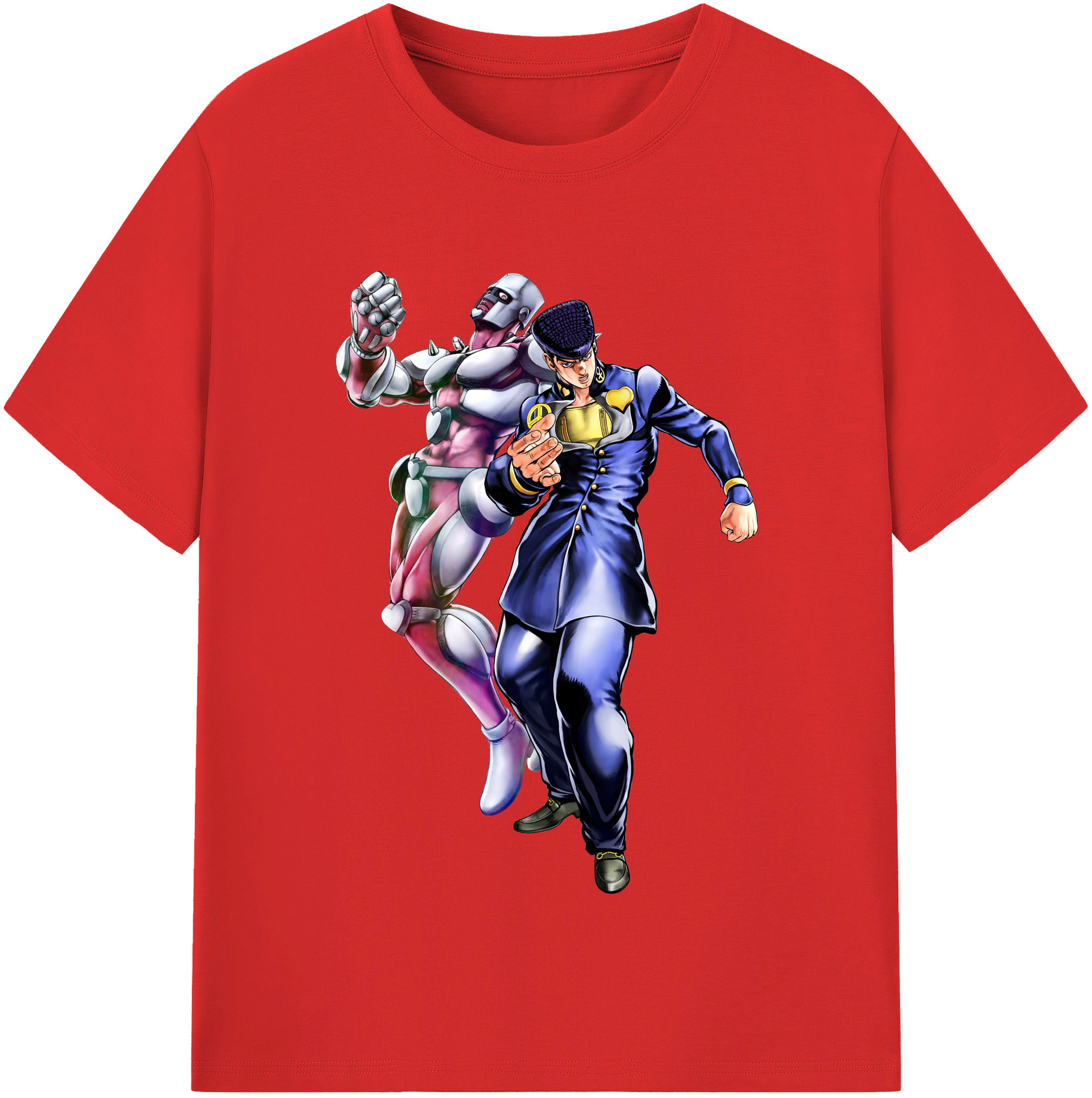 （画像用） ジョジョの奇妙な冒険 ひがしかた じょうすけ JoJo's Bizarre Adventure Higashikata Josuke 綿100％半袖Tシャツ（フロントプリント）
