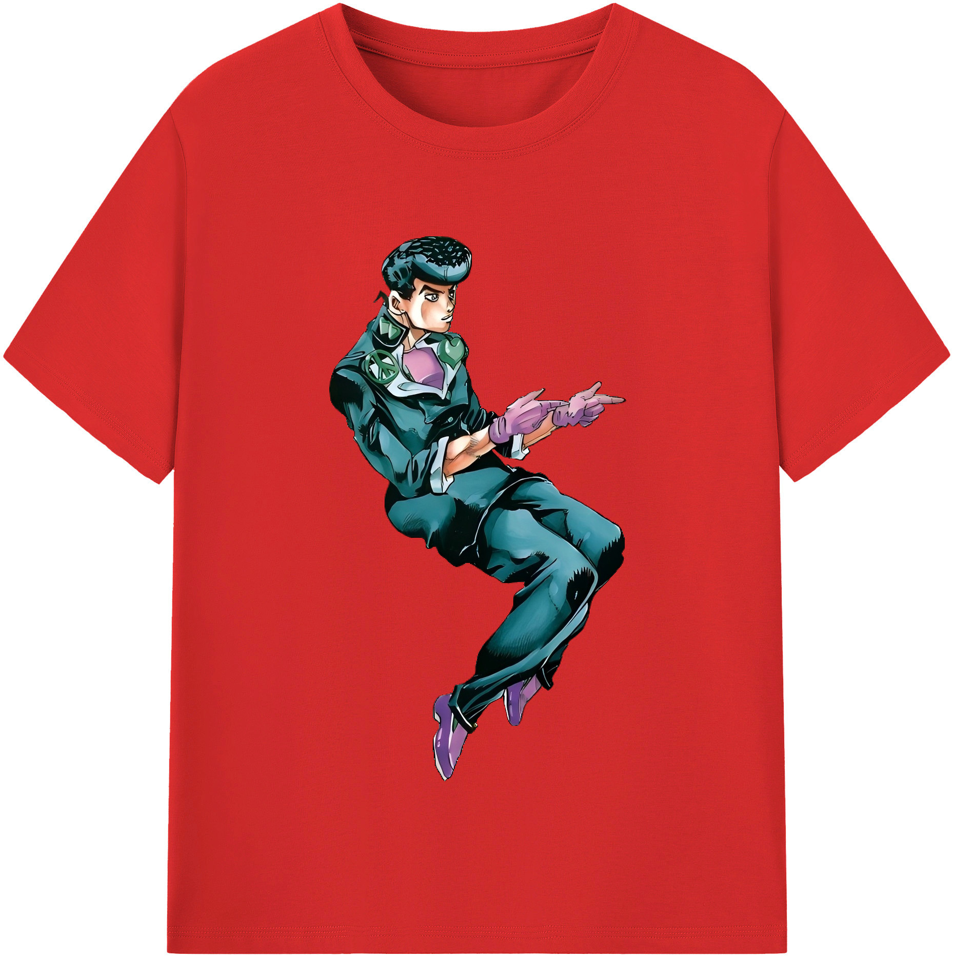 （画像用） ジョジョの奇妙な冒険 ひがしかた じょうすけ JoJo's Bizarre Adventure Higashikata Josuke 綿100％半袖Tシャツ（フロントプリント）