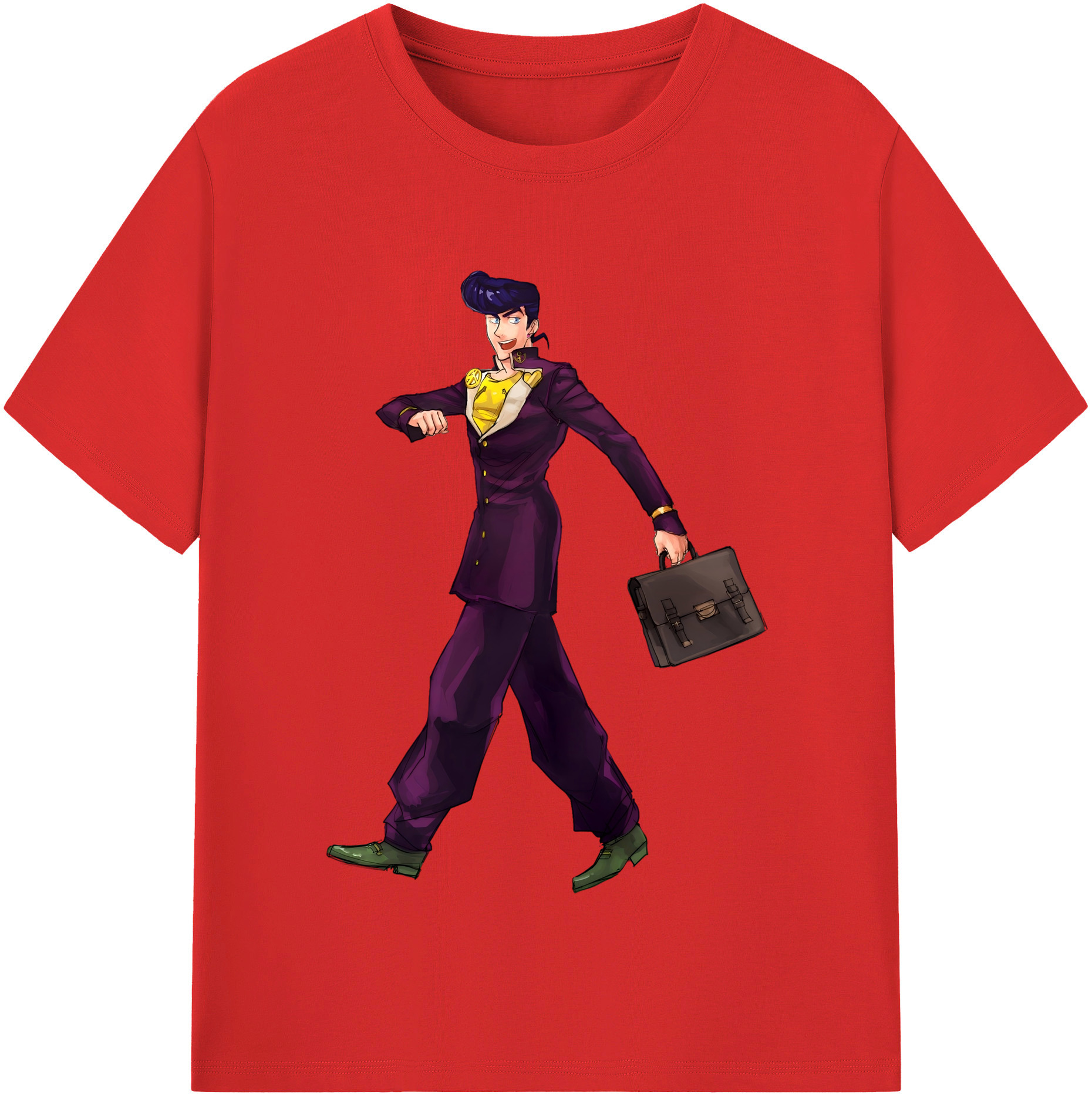 （画像用） ジョジョの奇妙な冒険 ひがしかた じょうすけ JoJo's Bizarre Adventure Higashikata Josuke 綿100％半袖Tシャツ（フロントプリント）