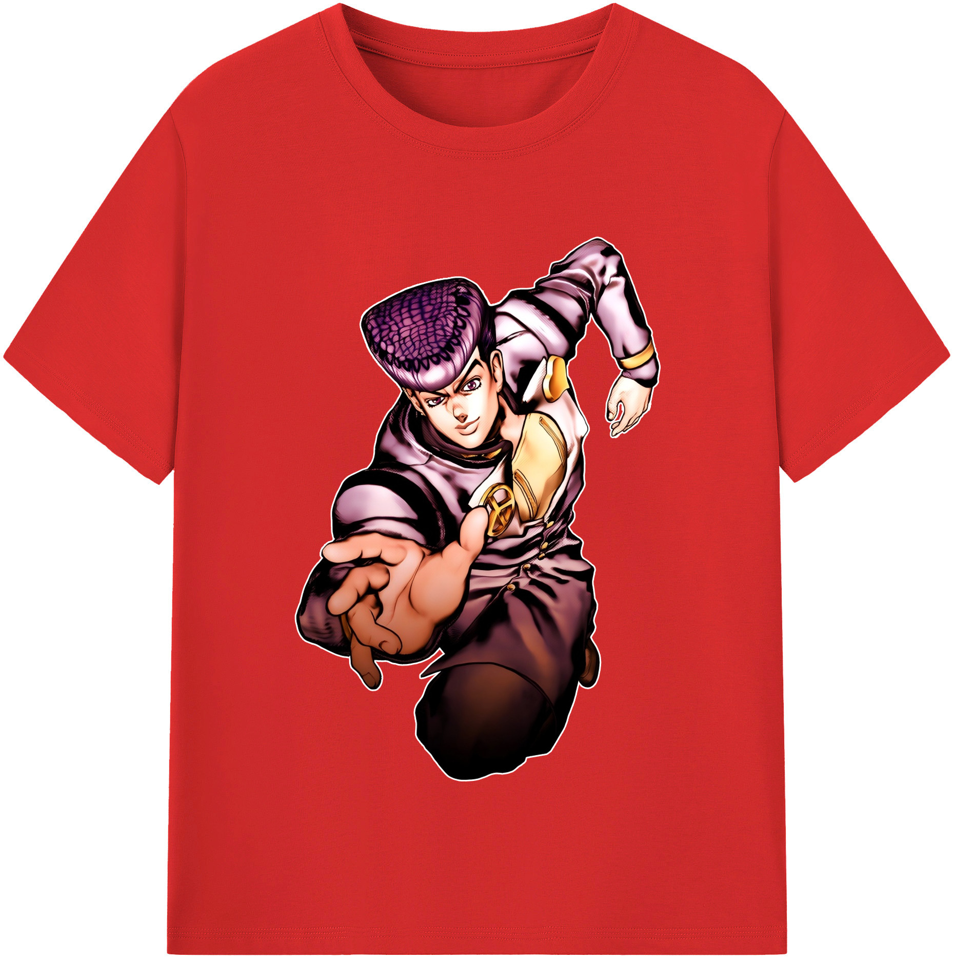 （画像用） ジョジョの奇妙な冒険 ひがしかた じょうすけ JoJo's Bizarre Adventure Higashikata Josuke 綿100％半袖Tシャツ（フロントプリント）
