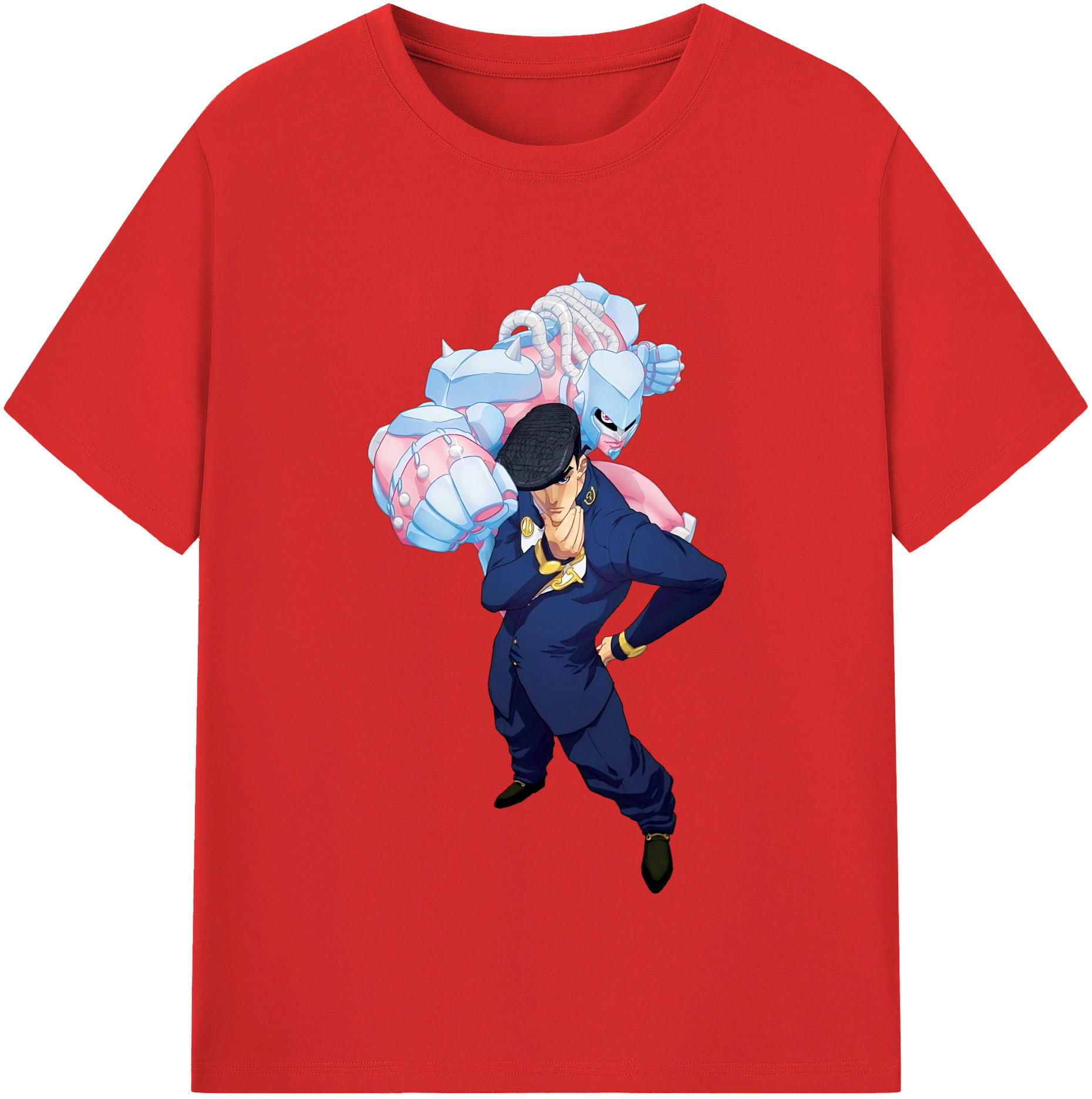 （画像用） ジョジョの奇妙な冒険 ひがしかた じょうすけ JoJo's Bizarre Adventure Higashikata Josuke 綿100％半袖Tシャツ（フロントプリント）