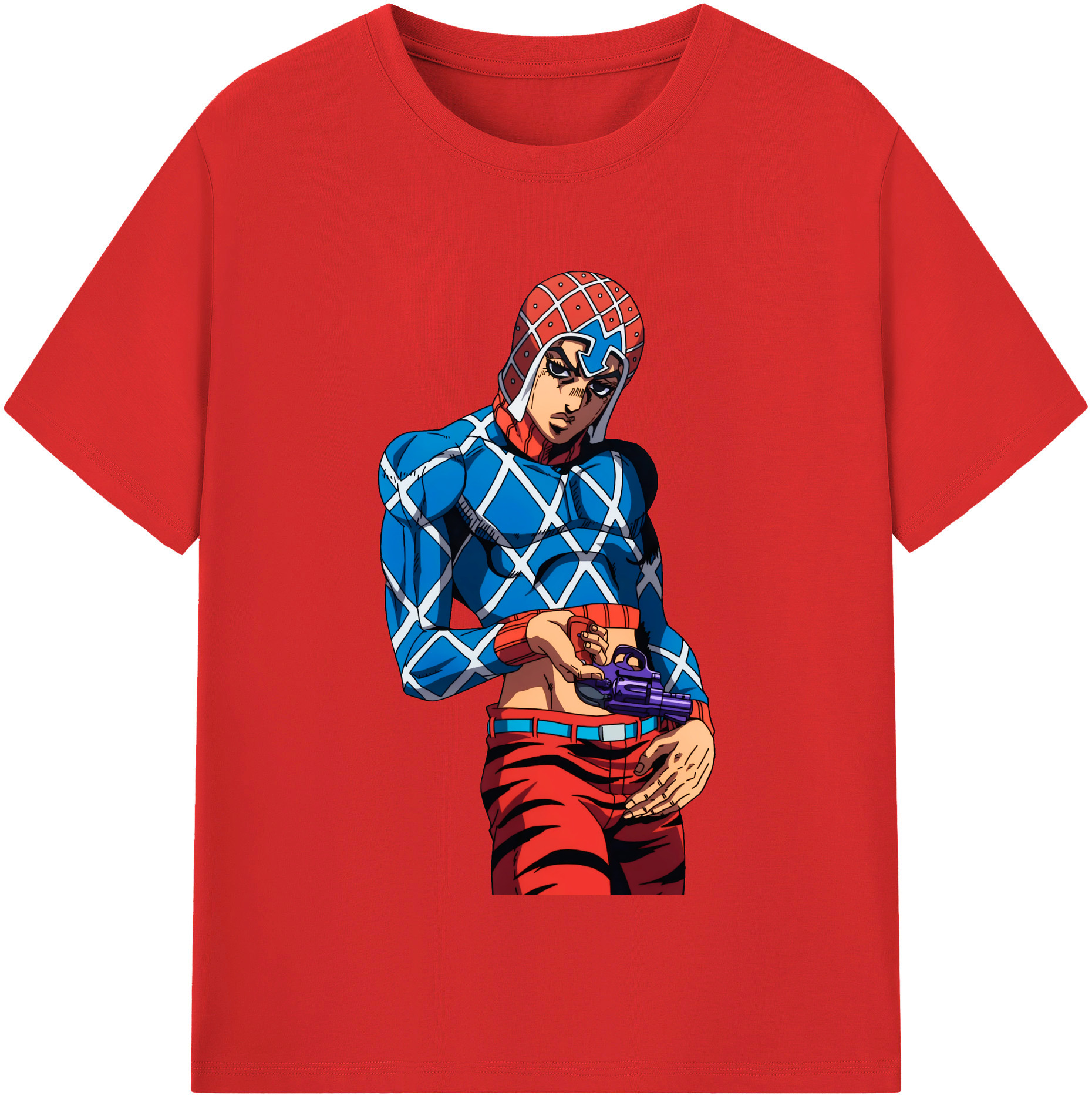 （画像用） ジョジョの奇妙な冒険 グイード?ミスタ JoJo's Bizarre Adventure Guido Mista 綿100％半袖Tシャツ（フロントプリント）