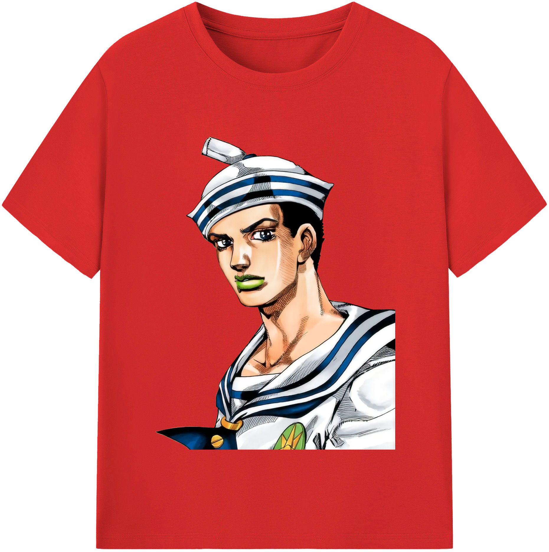 （画像用） ジョジョの奇妙な冒険 東方定助 JoJo's Bizarre Adventure Higashikata Josuke 綿100％半袖Tシャツ（フロントプリント）