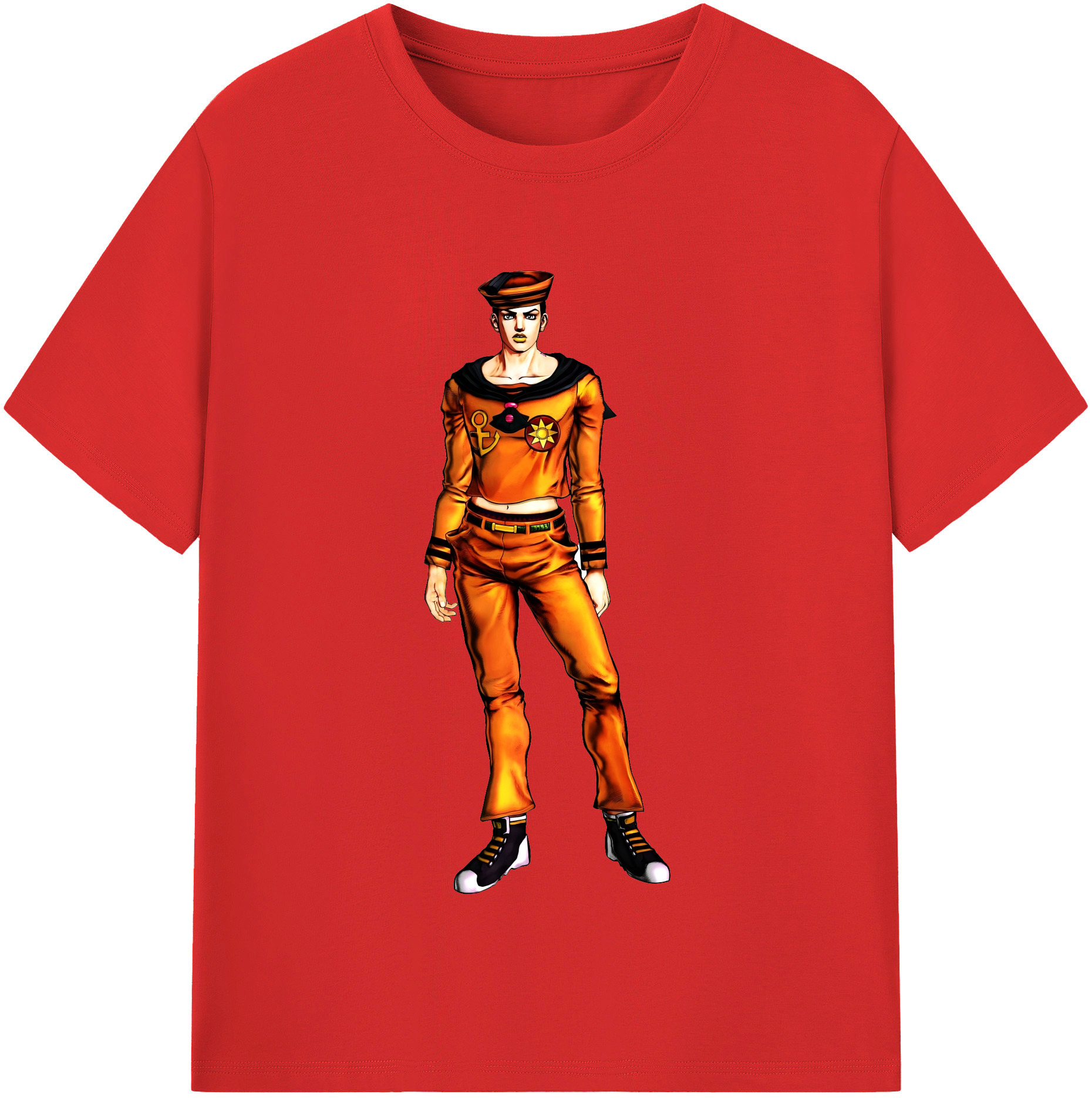 （画像用） ジョジョの奇妙な冒険 東方定助 JoJo's Bizarre Adventure Higashikata Josuke 綿100％半袖Tシャツ（フロントプリント）