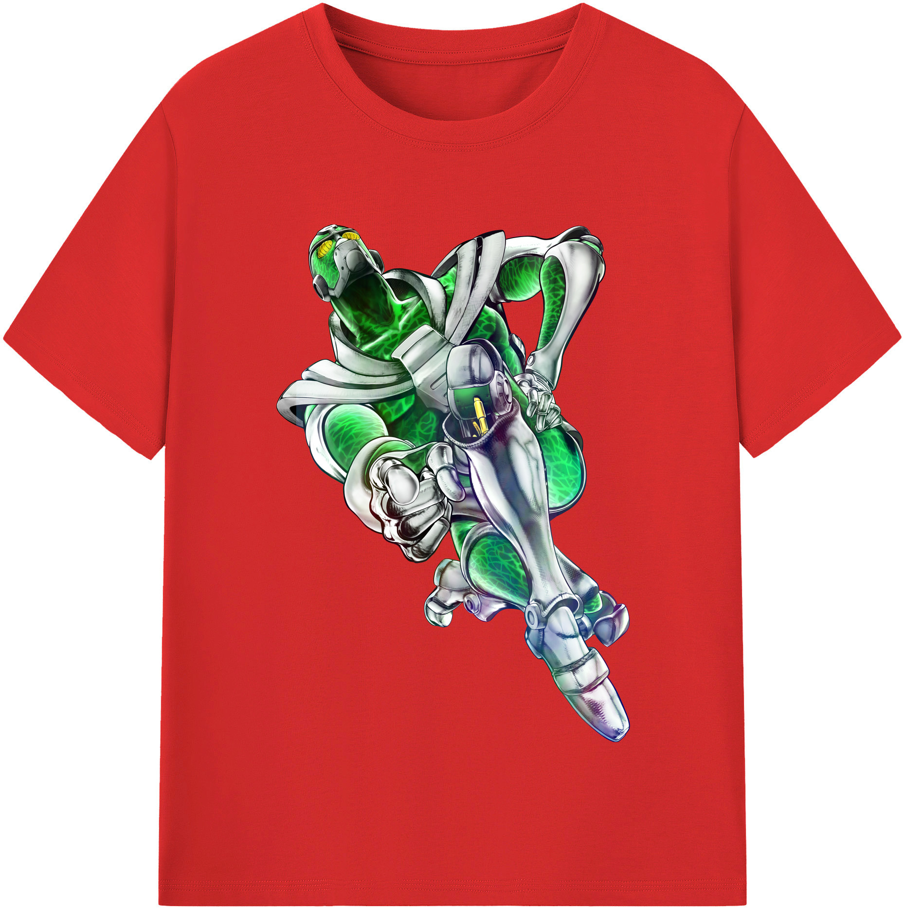 （画像用） ジョジョの奇妙な冒険 花京院 典明（かきょういん のりあき） JoJo's Bizarre Adventure Kakyoin Noriaki 綿100％半袖Tシャツ（フロントプリント）