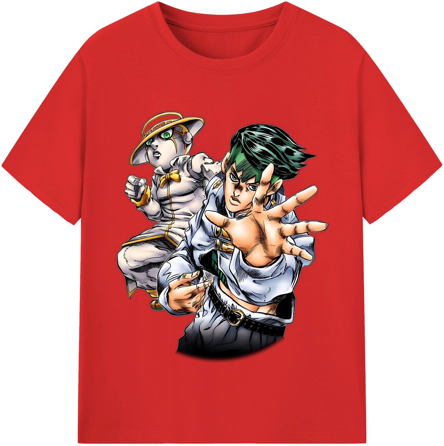 （画像用） ジョジョの奇妙な冒険 岸辺 露伴（きしべ ろはん） JoJo's Bizarre Adventure Rohan Kishibe 綿100％半袖Tシャツ（フロントプリント）
