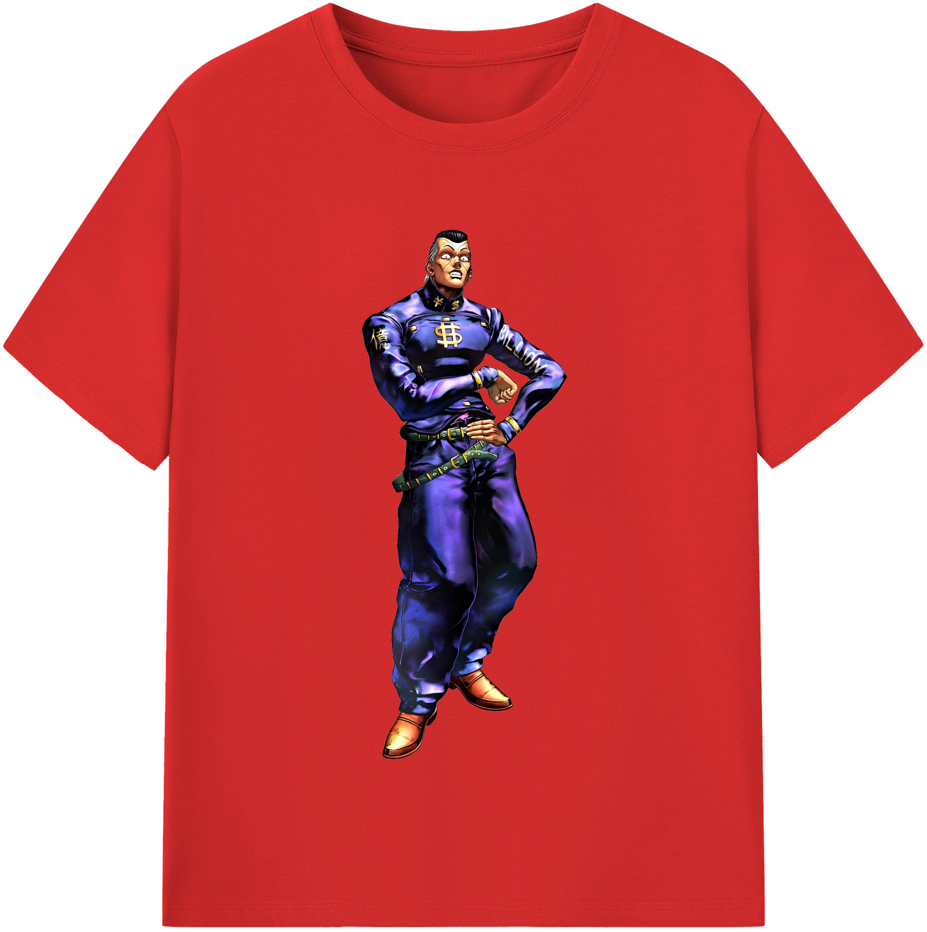 （画像用） ジョジョの奇妙な冒険 虹村億泰 にじむら おくやす JoJo's Bizarre Adventure Nijimura Okuyasu 綿100％半袖Tシャツ（フロントプリント）