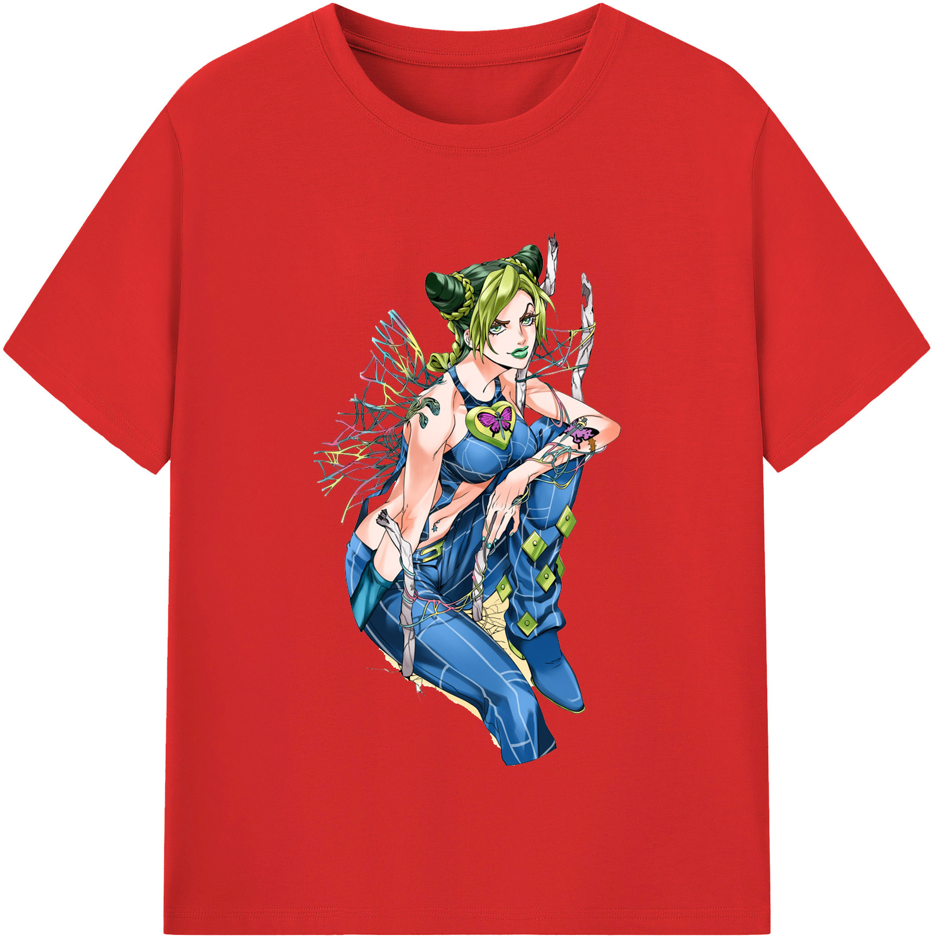 （画像用） "ジョジョの奇妙な冒険 くうじょう ジョリーン JoJo's Bizarre Adventure Jolyne Cujoh " 綿100％半袖Tシャツ（フロントプリント）