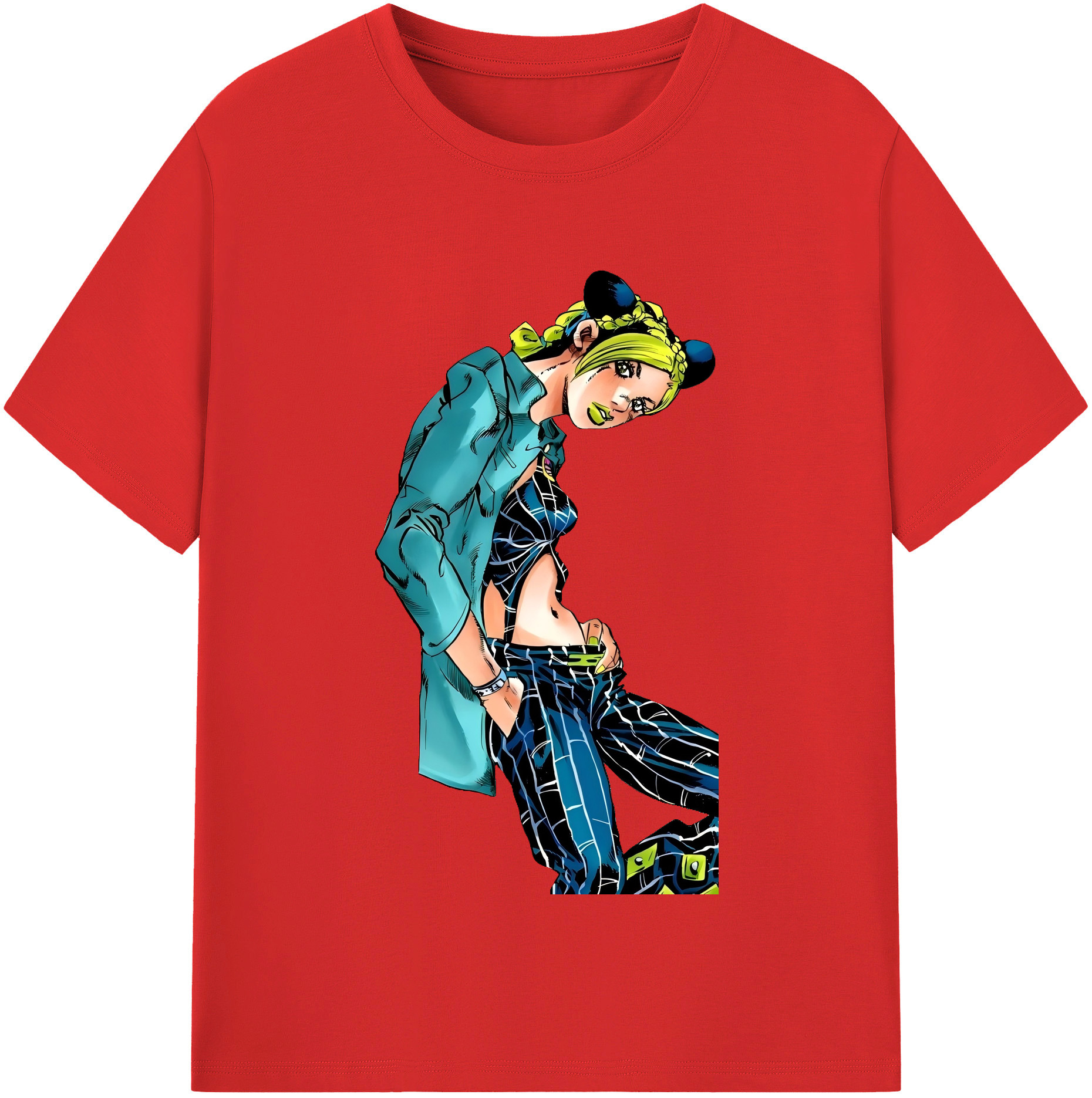 （画像用） "ジョジョの奇妙な冒険 くうじょう ジョリーン JoJo's Bizarre Adventure Jolyne Cujoh " 綿100％半袖Tシャツ（フロントプリント）