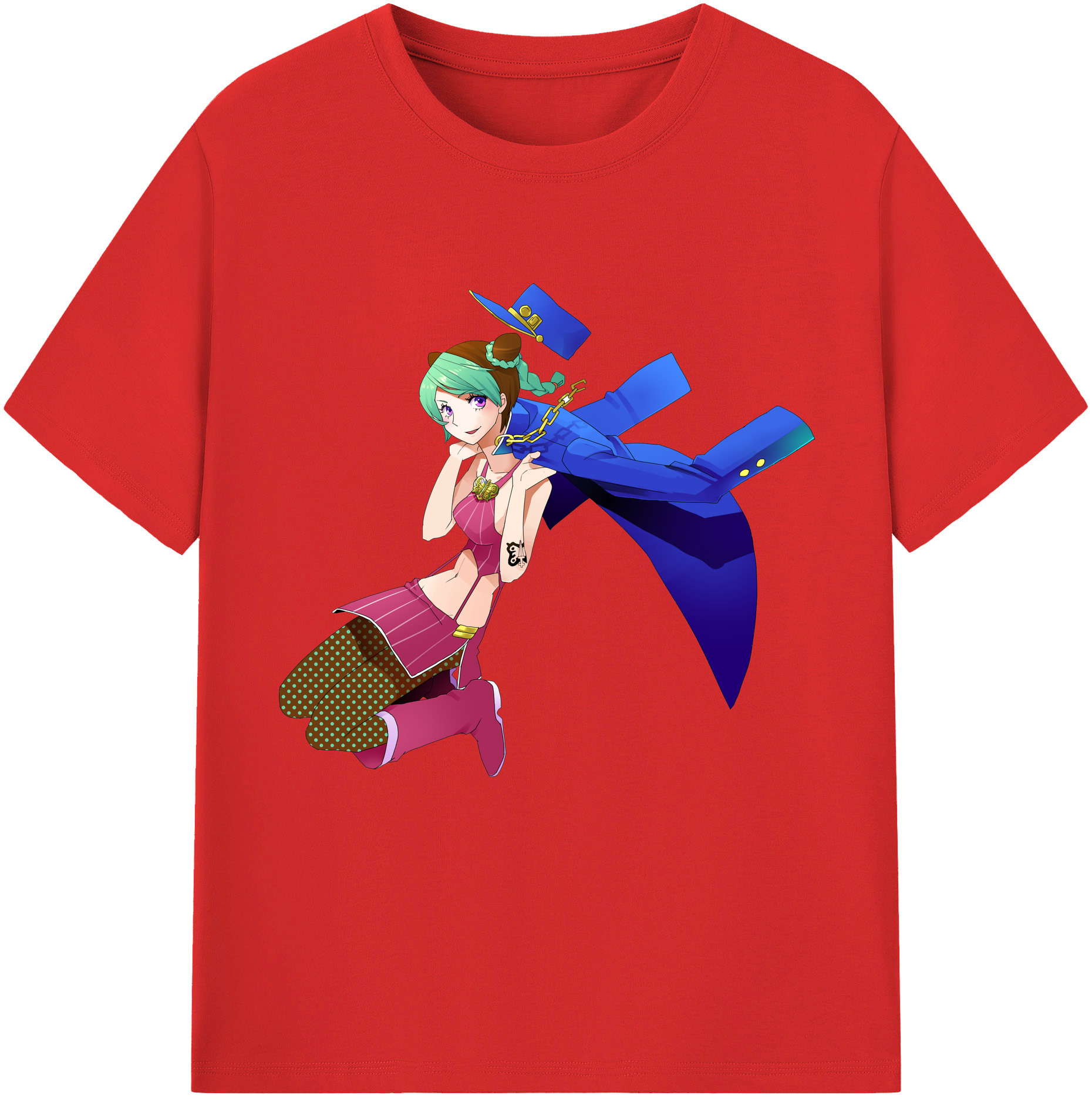 （画像用） "ジョジョの奇妙な冒険 くうじょう ジョリーン JoJo's Bizarre Adventure Jolyne Cujoh " 綿100％半袖Tシャツ（フロントプリント）