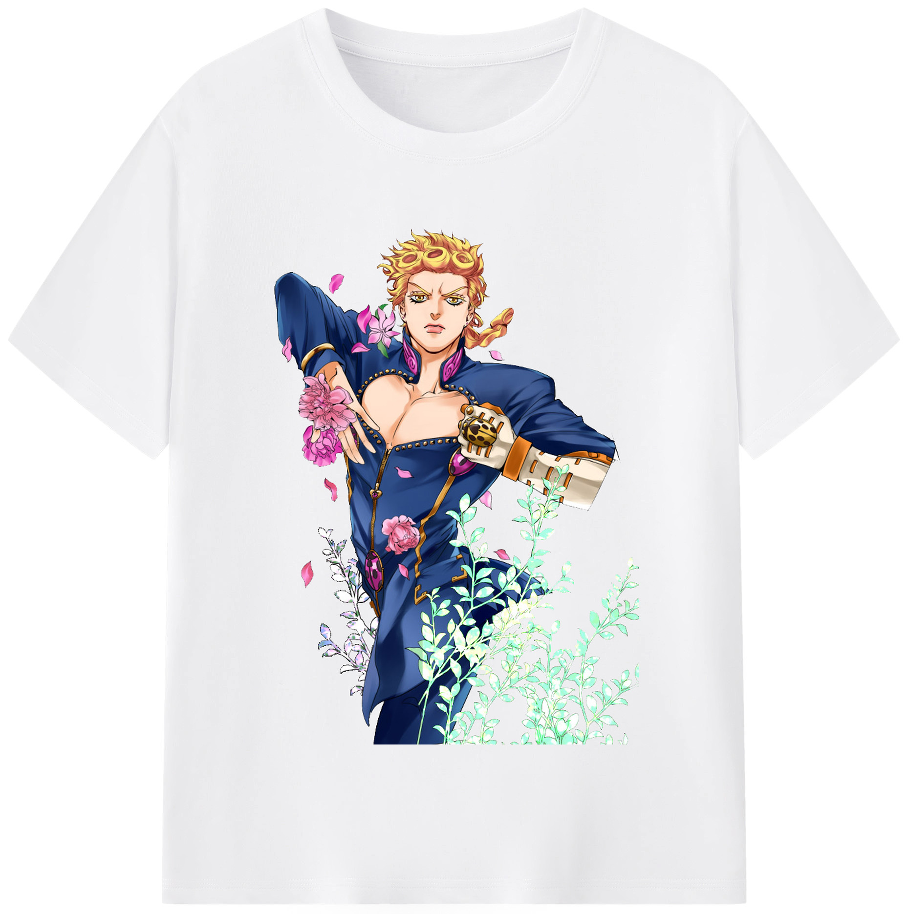 （画像用） ジョジョの奇妙な冒険 ジョルノ?ジョバァーナ JoJo's Bizarre Adventure Giorno Giovanna 綿100％半袖Tシャツ（フロントプリント）