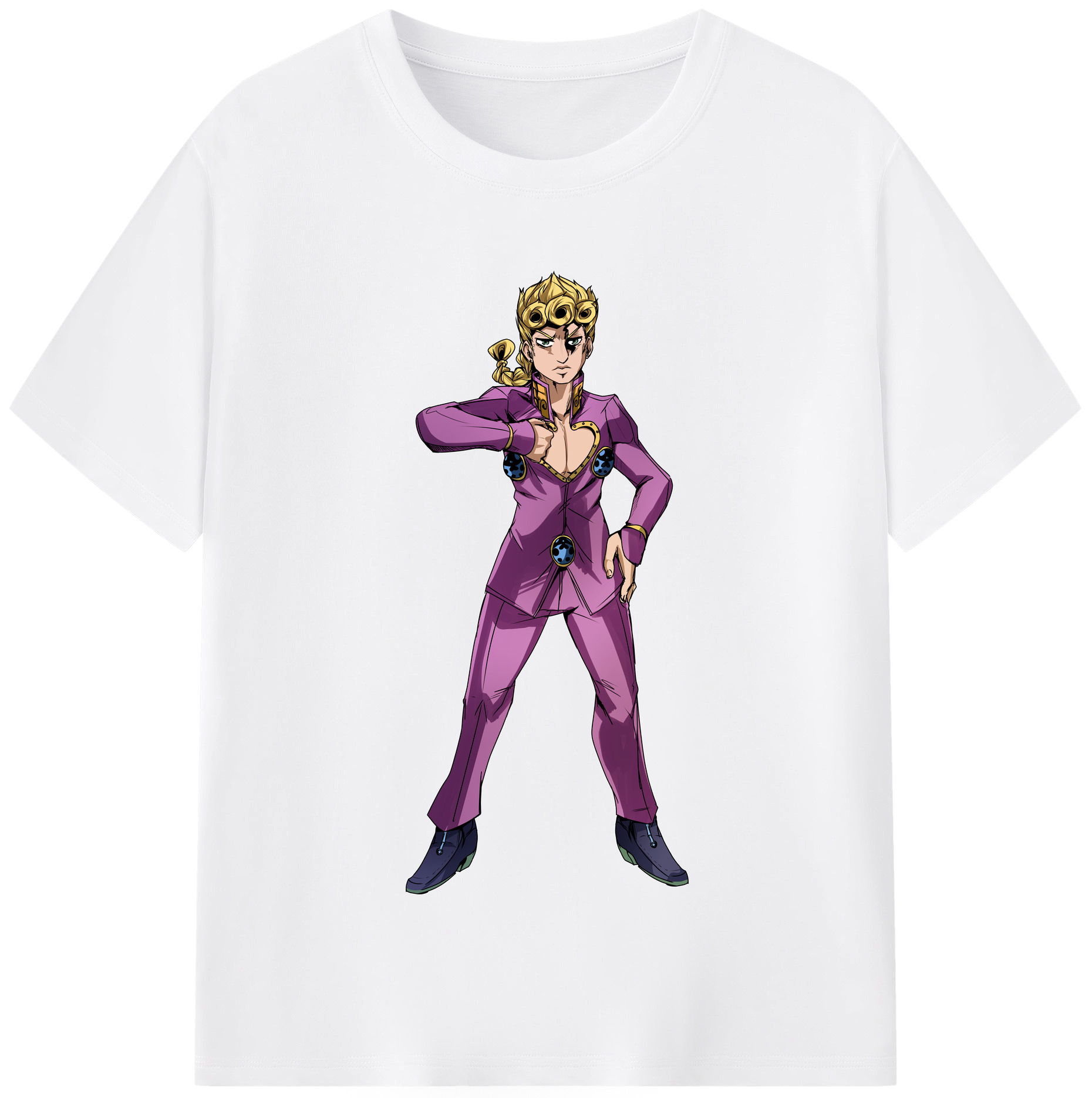 （画像用） ジョジョの奇妙な冒険 ジョルノ?ジョバァーナ JoJo's Bizarre Adventure Giorno Giovanna 綿100％半袖Tシャツ（フロントプリント）