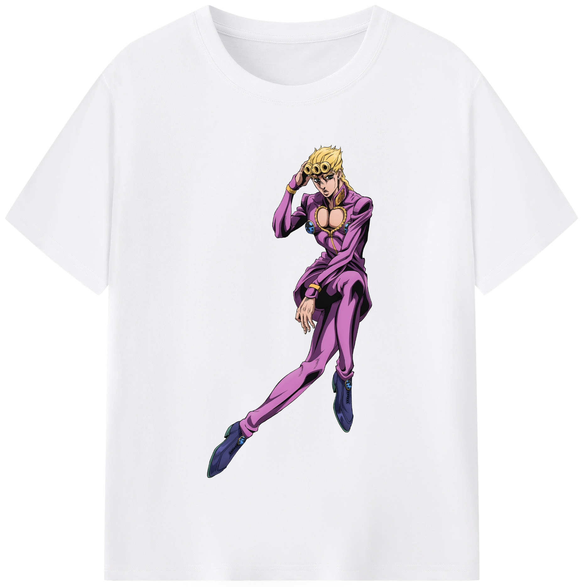 （画像用） ジョジョの奇妙な冒険 ジョルノ?ジョバァーナ JoJo's Bizarre Adventure Giorno Giovanna 綿100％半袖Tシャツ（フロントプリント）