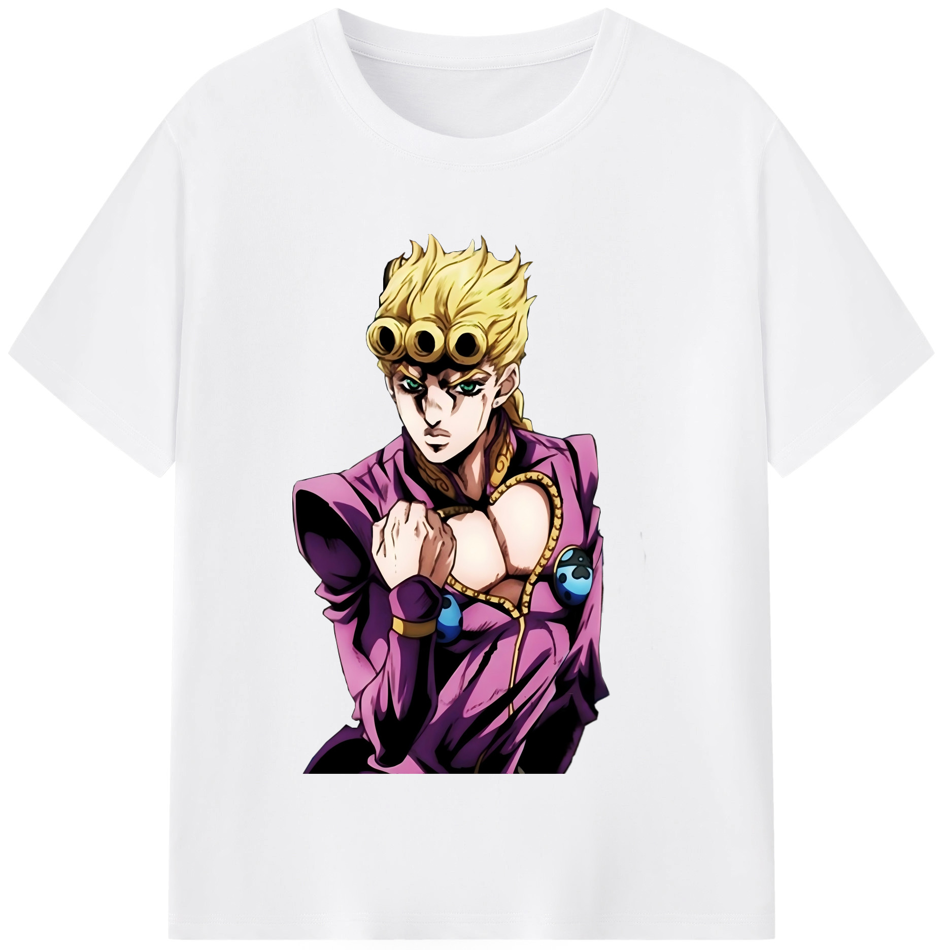 （画像用） ジョジョの奇妙な冒険 ジョルノ?ジョバァーナ JoJo's Bizarre Adventure Giorno Giovanna 綿100％半袖Tシャツ（フロントプリント）