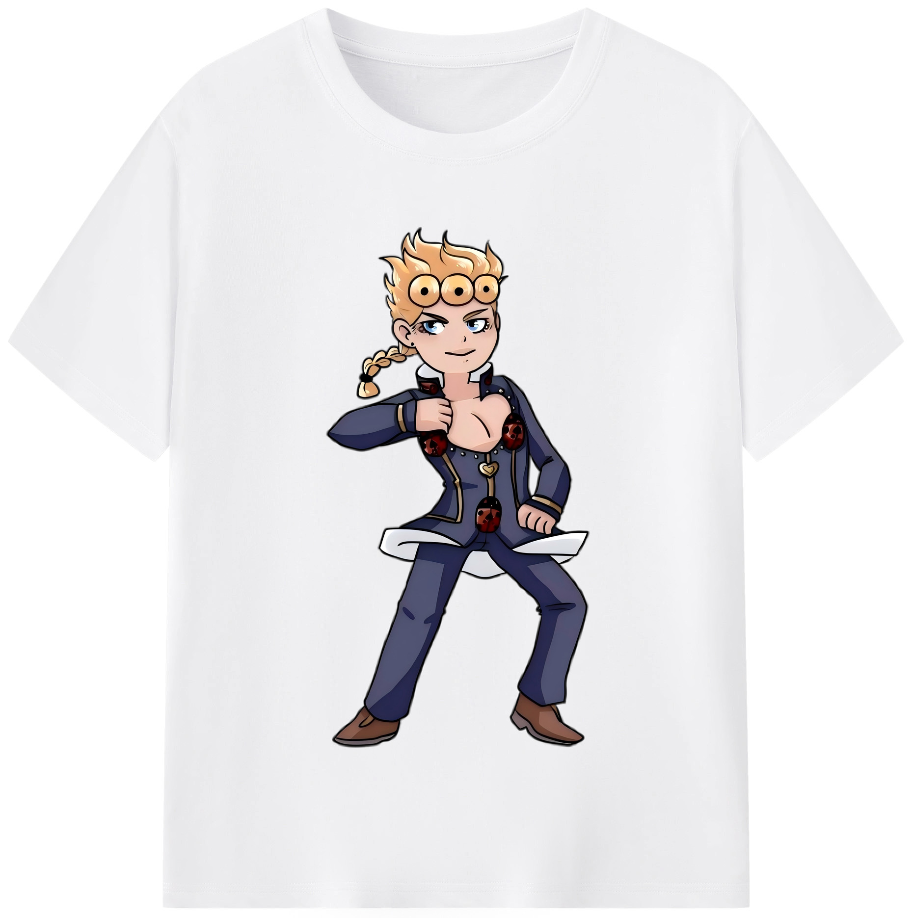 （画像用） ジョジョの奇妙な冒険 ジョルノ?ジョバァーナ JoJo's Bizarre Adventure Giorno Giovanna 綿100％半袖Tシャツ（フロントプリント）