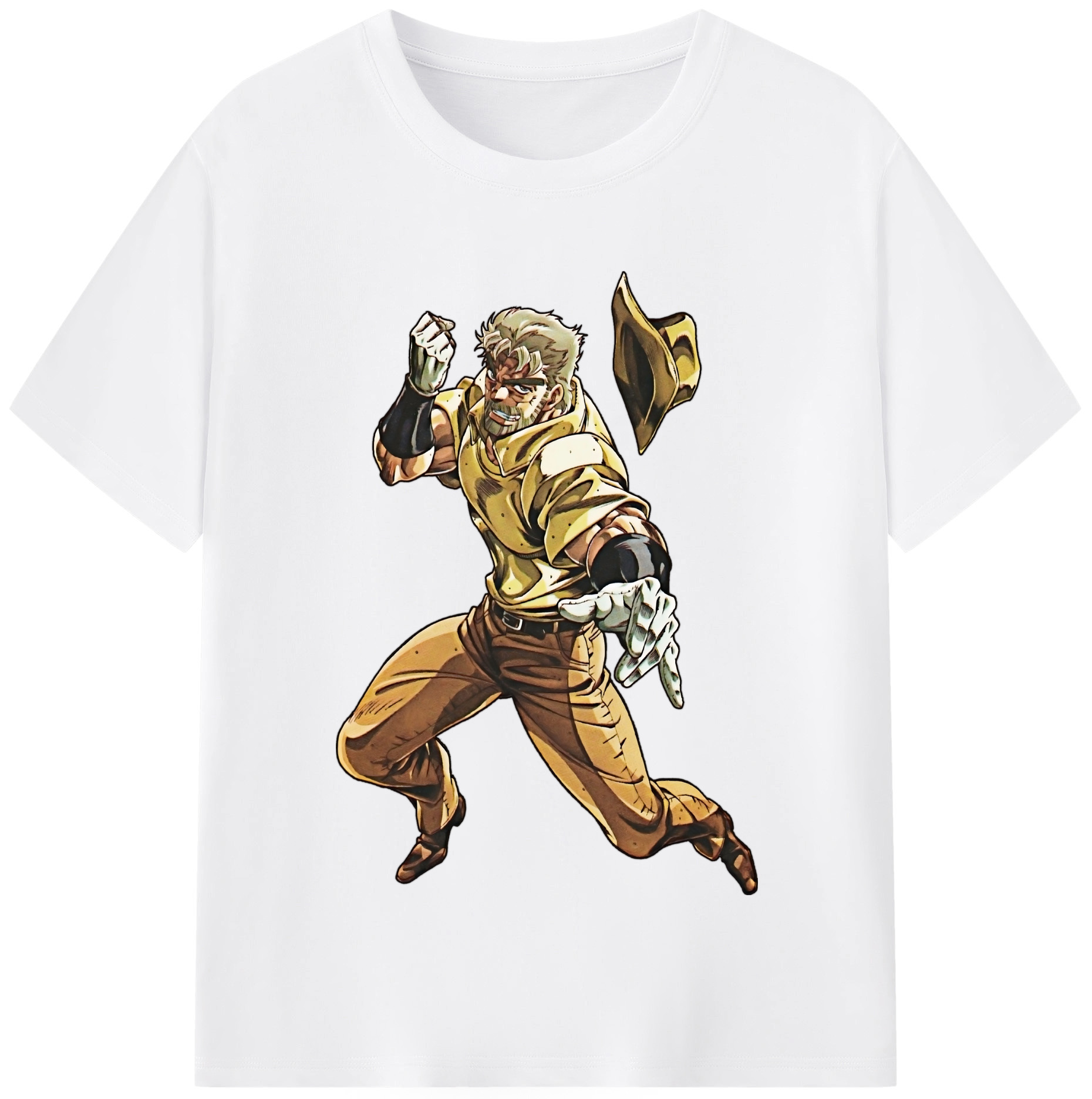 （画像用） ジョジョの奇妙な冒険 ジョセフ?ジョースター JoJo's Bizarre Adventure Joseph Joestar 綿100％半袖Tシャツ（フロントプリント）