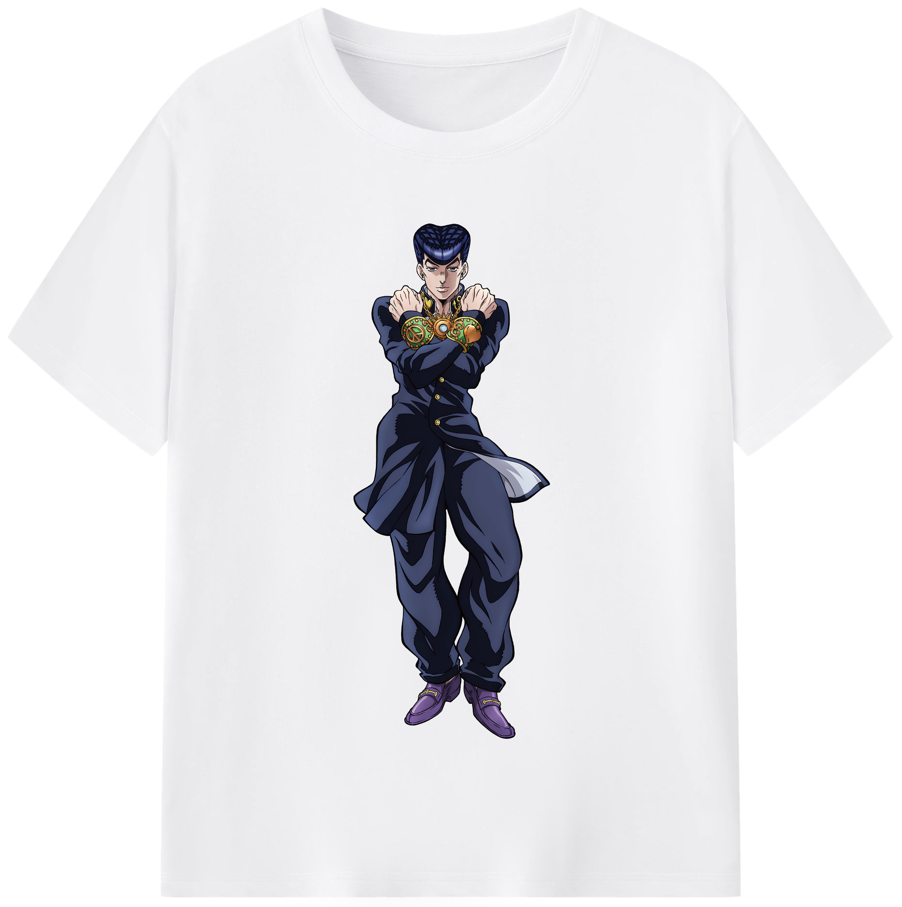 （画像用） ジョジョの奇妙な冒険 ひがしかた じょうすけ JoJo's Bizarre Adventure Higashikata Josuke 綿100％半袖Tシャツ（フロントプリント）