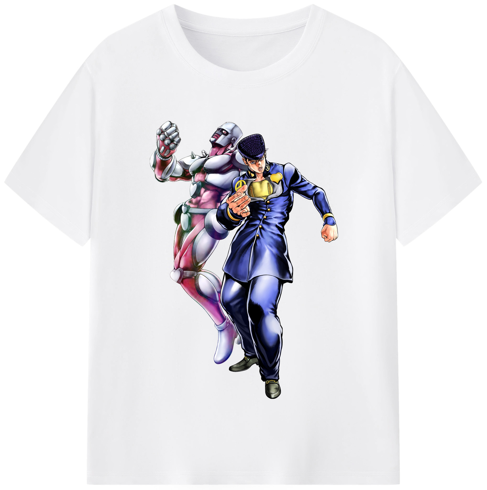 （画像用） ジョジョの奇妙な冒険 ひがしかた じょうすけ JoJo's Bizarre Adventure Higashikata Josuke 綿100％半袖Tシャツ（フロントプリント）